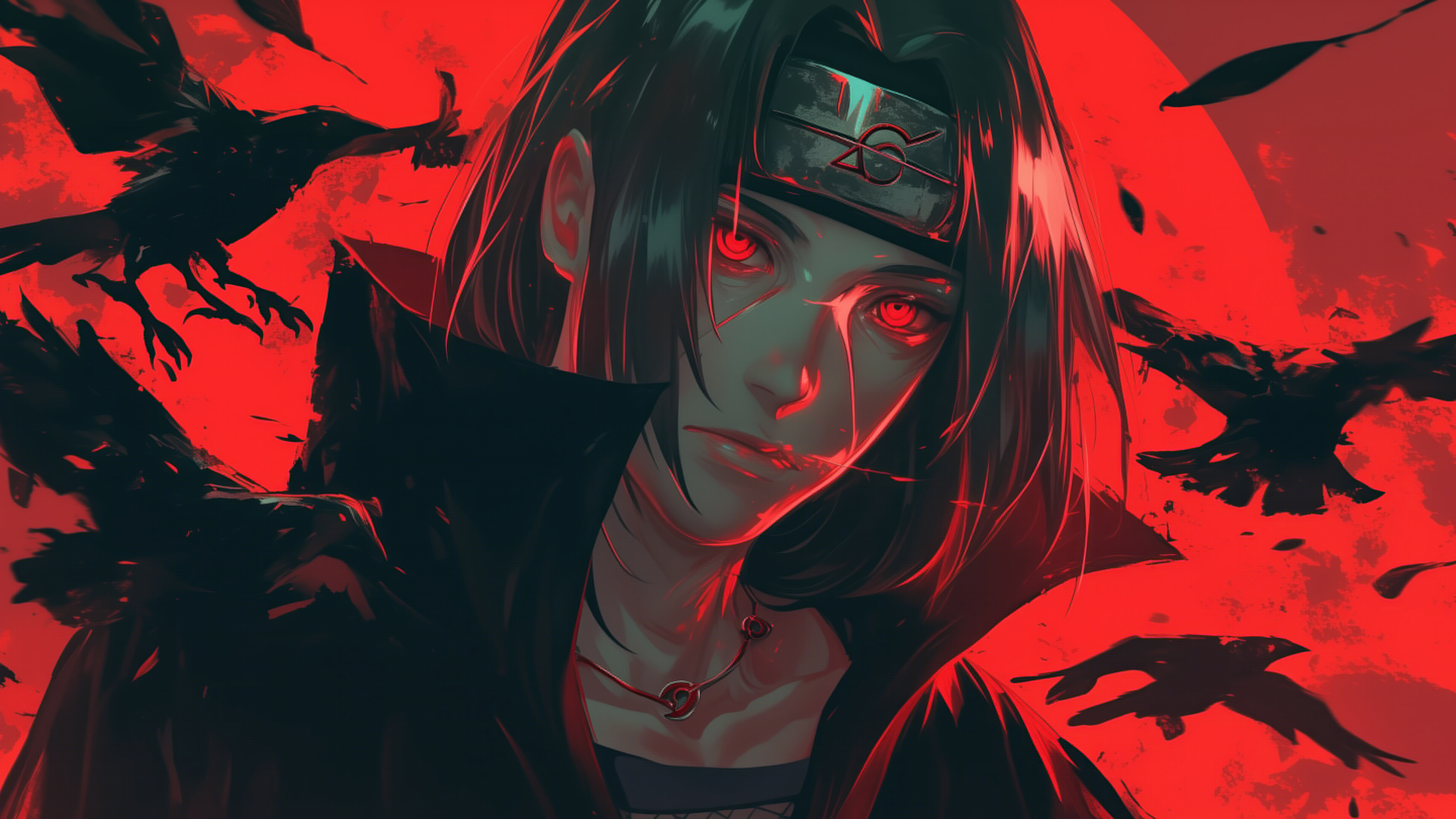 Itachi Uchiha Sharingan Crow 4K #2942a HD wallpaper