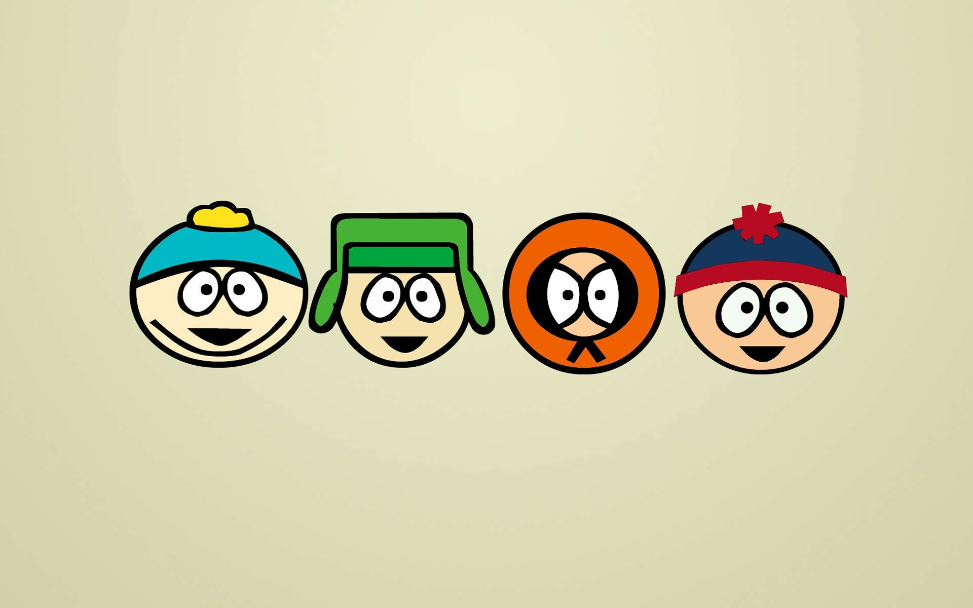 Cartman Kyle Kenny Stan, Minimalist character heads, Beige background Cartman Kyle Kenny Stan, Minimalist character heads, Beige background — 1920×1200 HD wallpaper