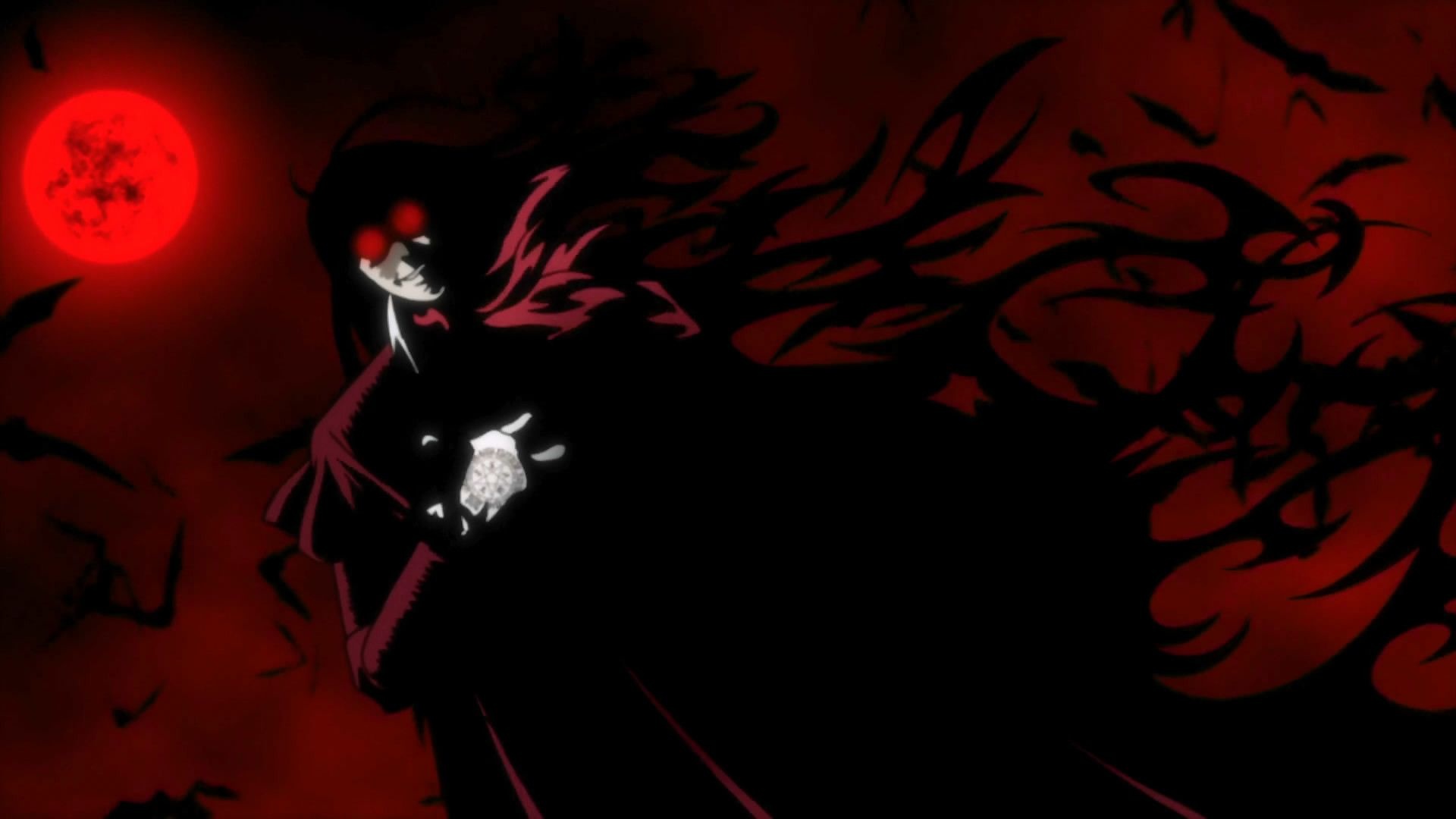 Alucard vampire, Blood red moon, Swarming bats Alucard vampire, Blood red moon, Swarming bats — 1920×1080 HD wallpaper