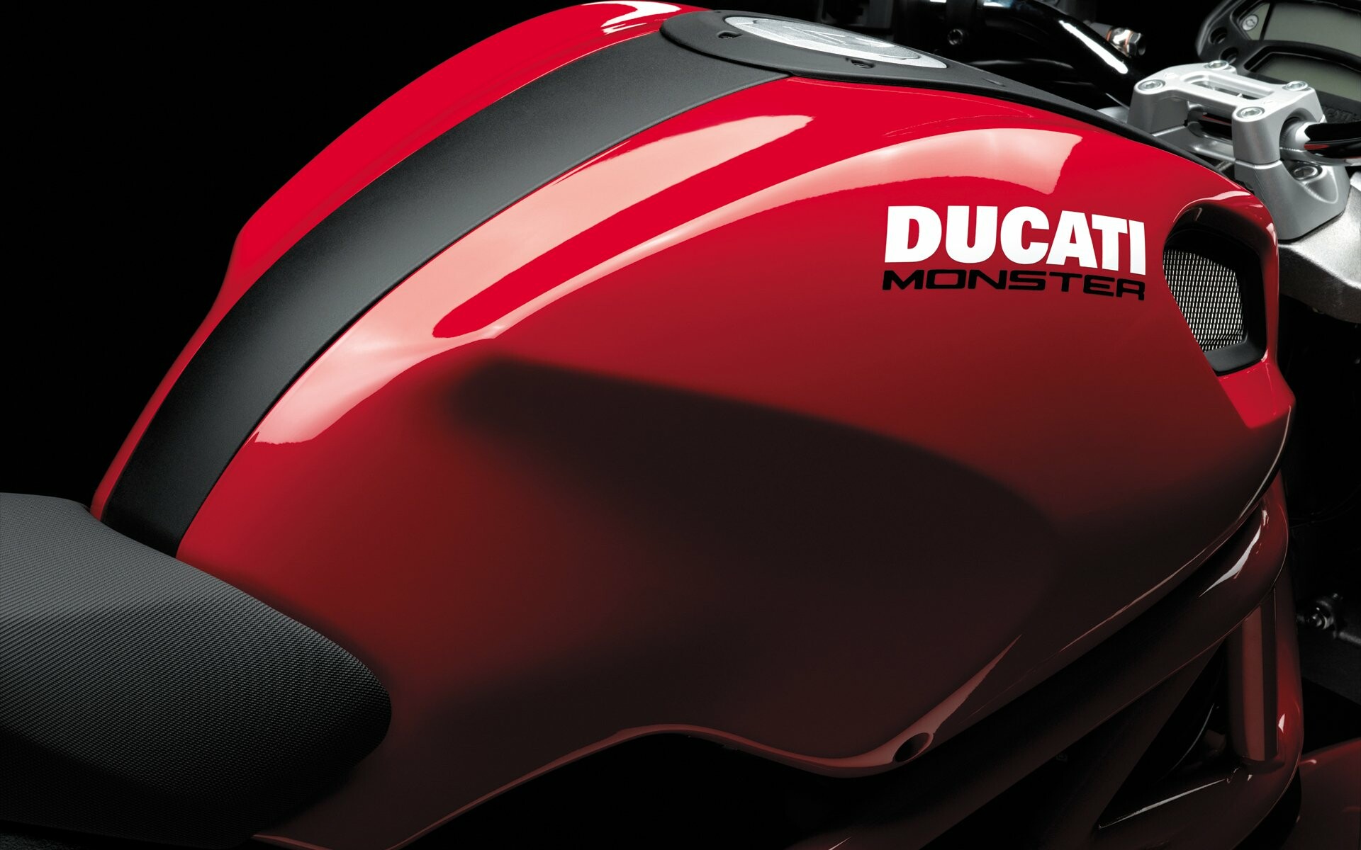 Ducati Monster, Red fuel tank, Black leather seat Ducati Monster, Red fuel tank, Black leather seat — 1920×1200 HD wallpaper