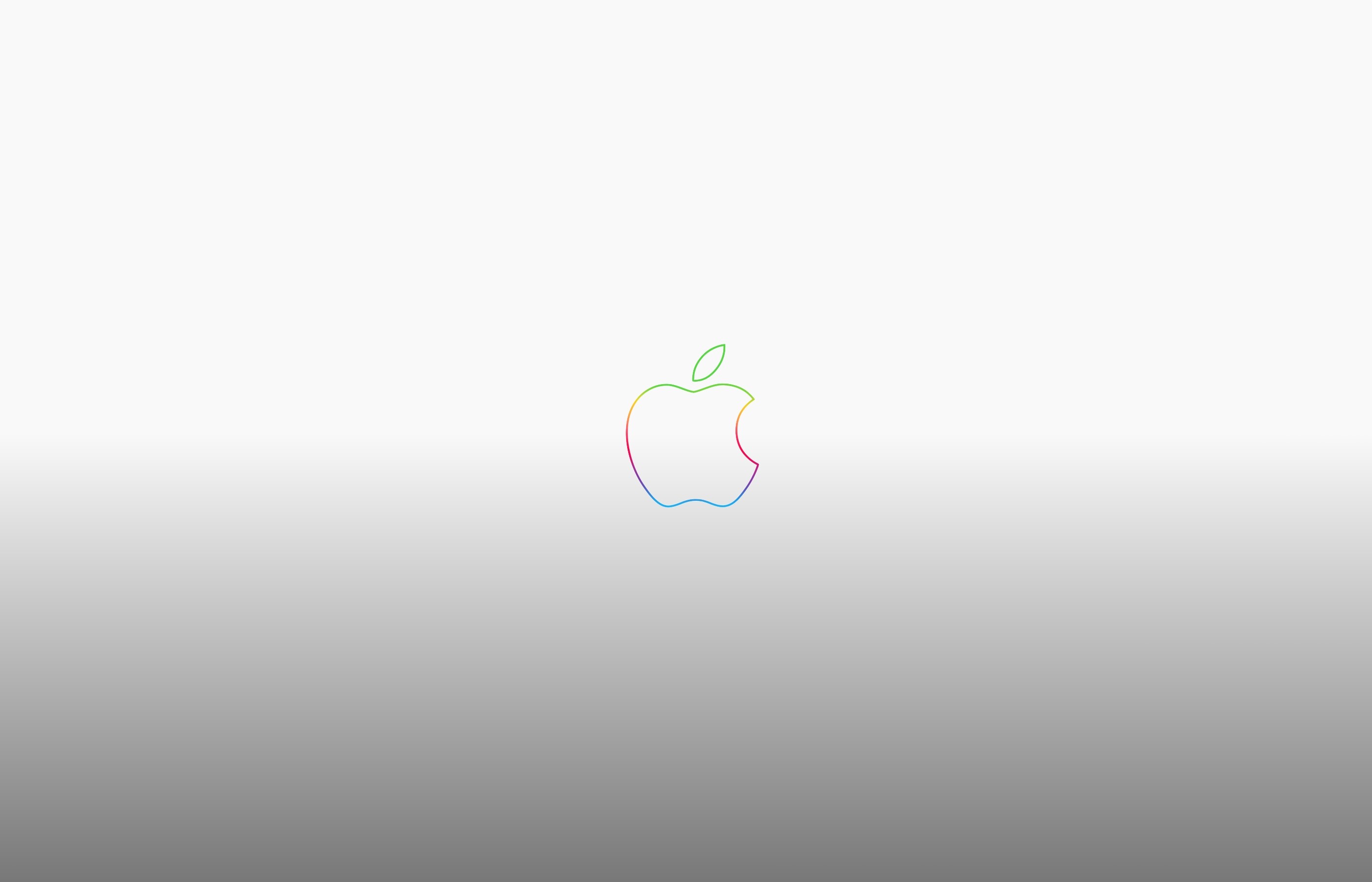 Rainbow outline Apple logo, Grey gradient backdrop, Minimalistic Rainbow outline Apple logo, Grey gradient backdrop, Minimalistic — 2800×1800 HD wallpaper