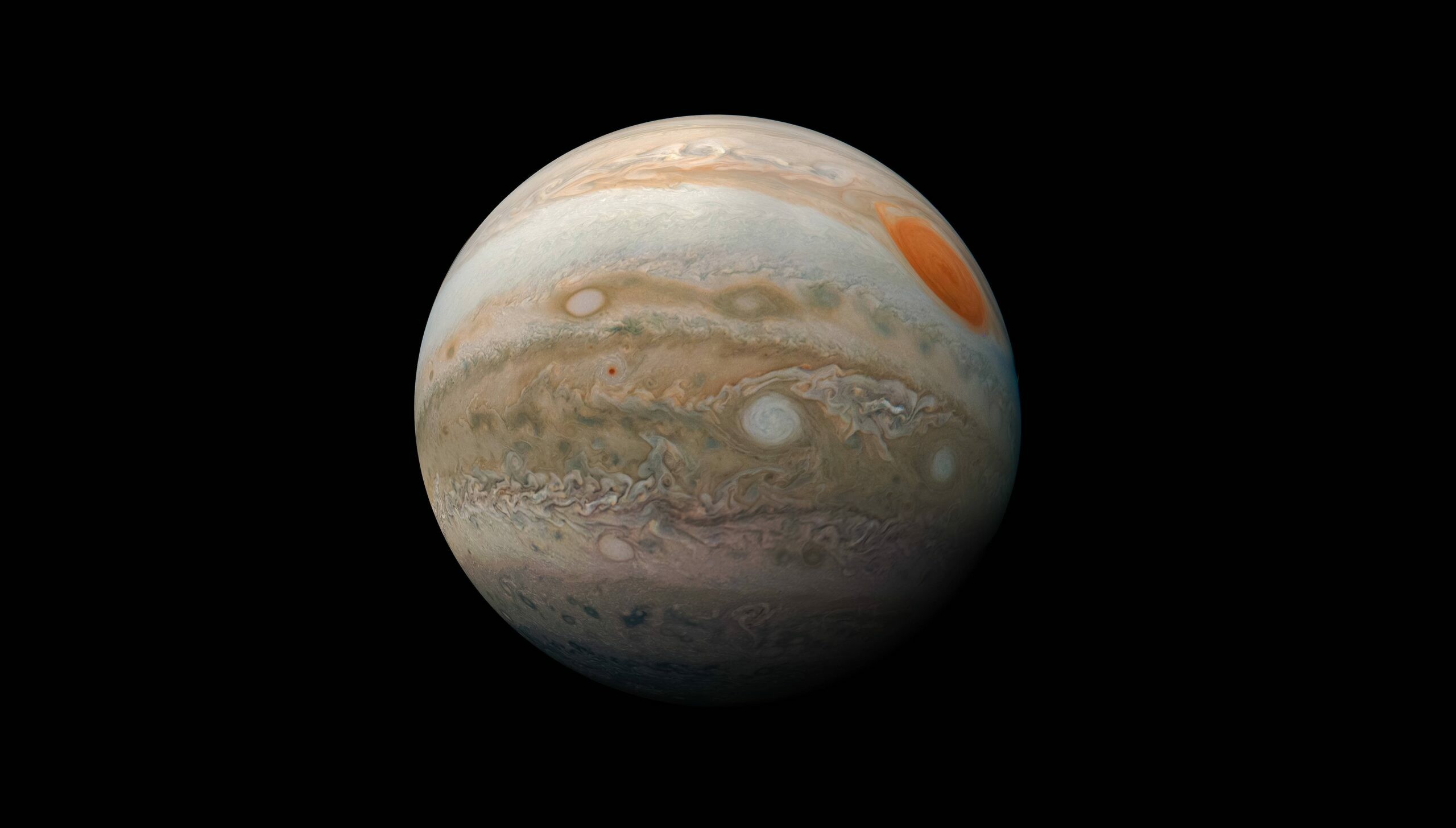 Jupiter planet, Great Red Spot, Cloud bands — 2560×1455 HD wallpaper