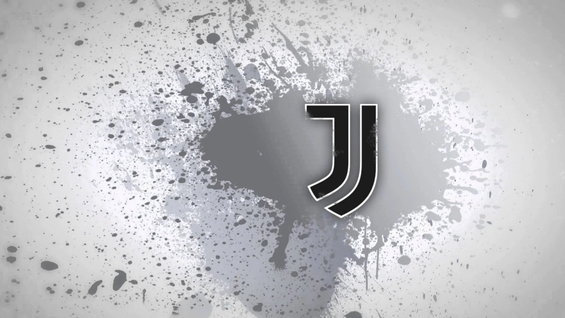 Juventus J logo, Gray paint splatter, Monochrome backdrop Juventus J logo, Gray paint splatter, Monochrome backdrop — 1920×1080 HD wallpaper