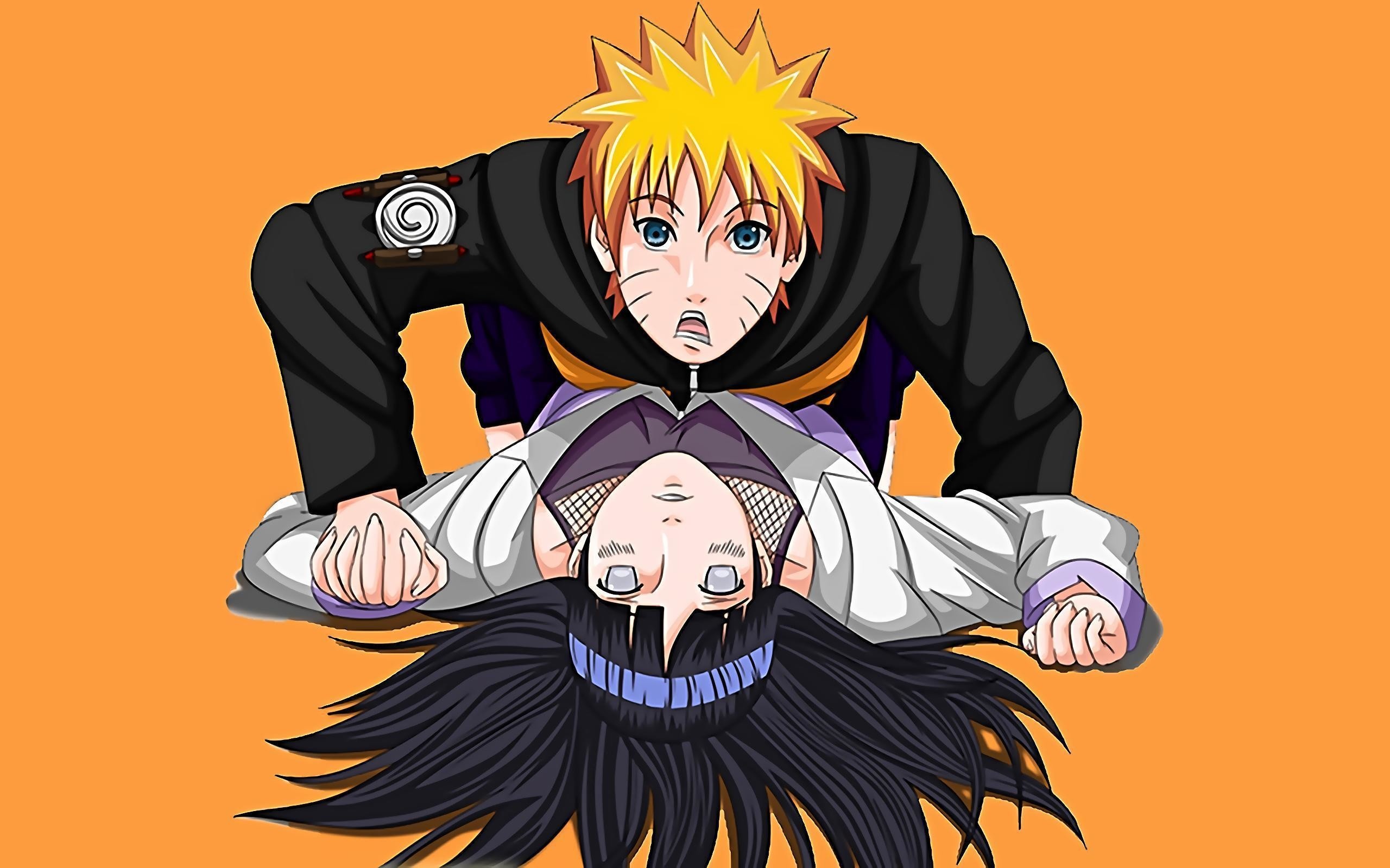 Naruto Uzumaki, Hinata Hyuga fainted, Plain orange background Naruto Uzumaki, Hinata Hyuga fainted, Plain orange background — 2560×1600 HD wallpaper
