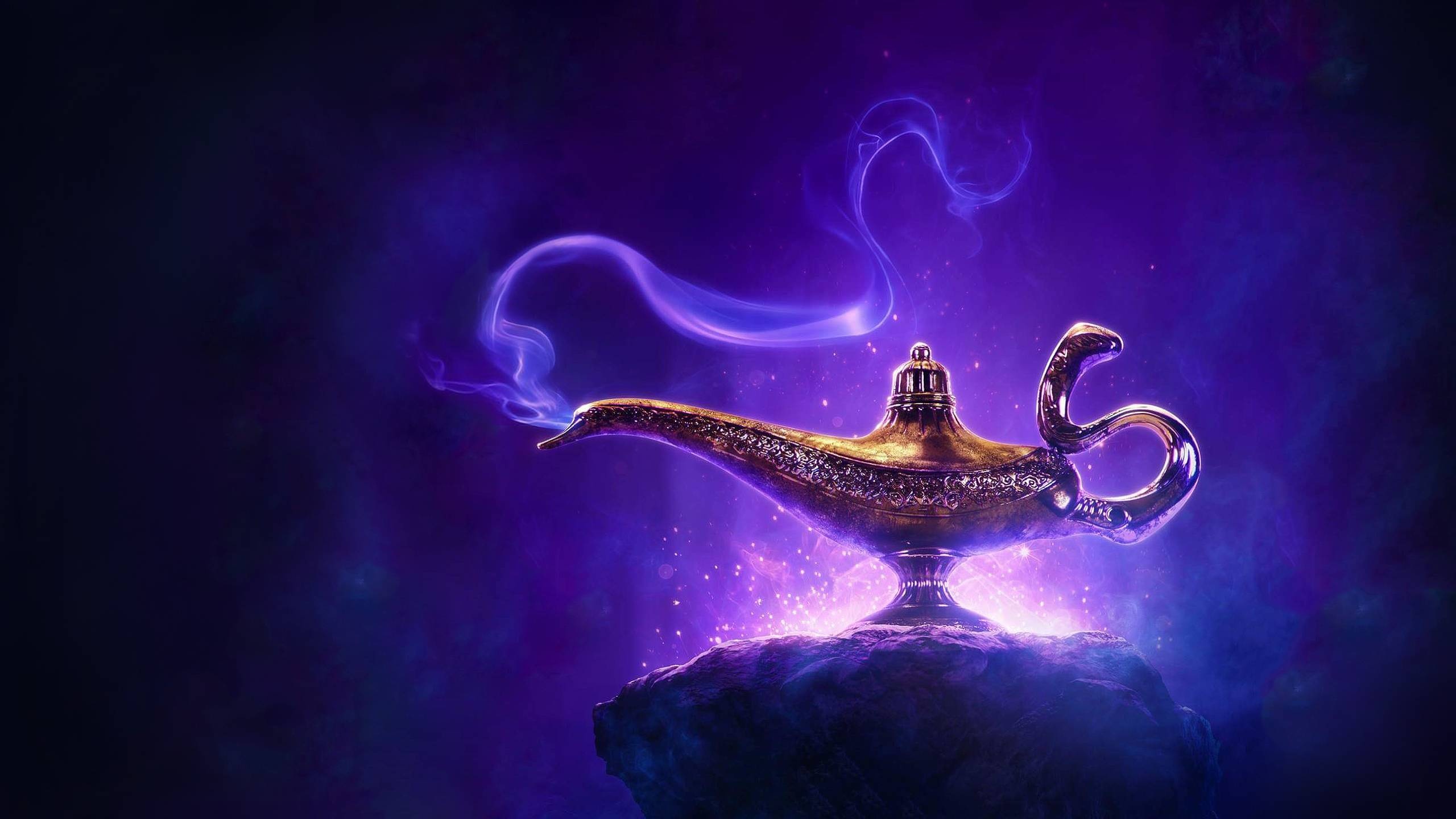 Aladdin genie lamp, Blue magic smoke, Purple haze Aladdin genie lamp, Blue magic smoke, Purple haze — 2560×1440 HD wallpaper