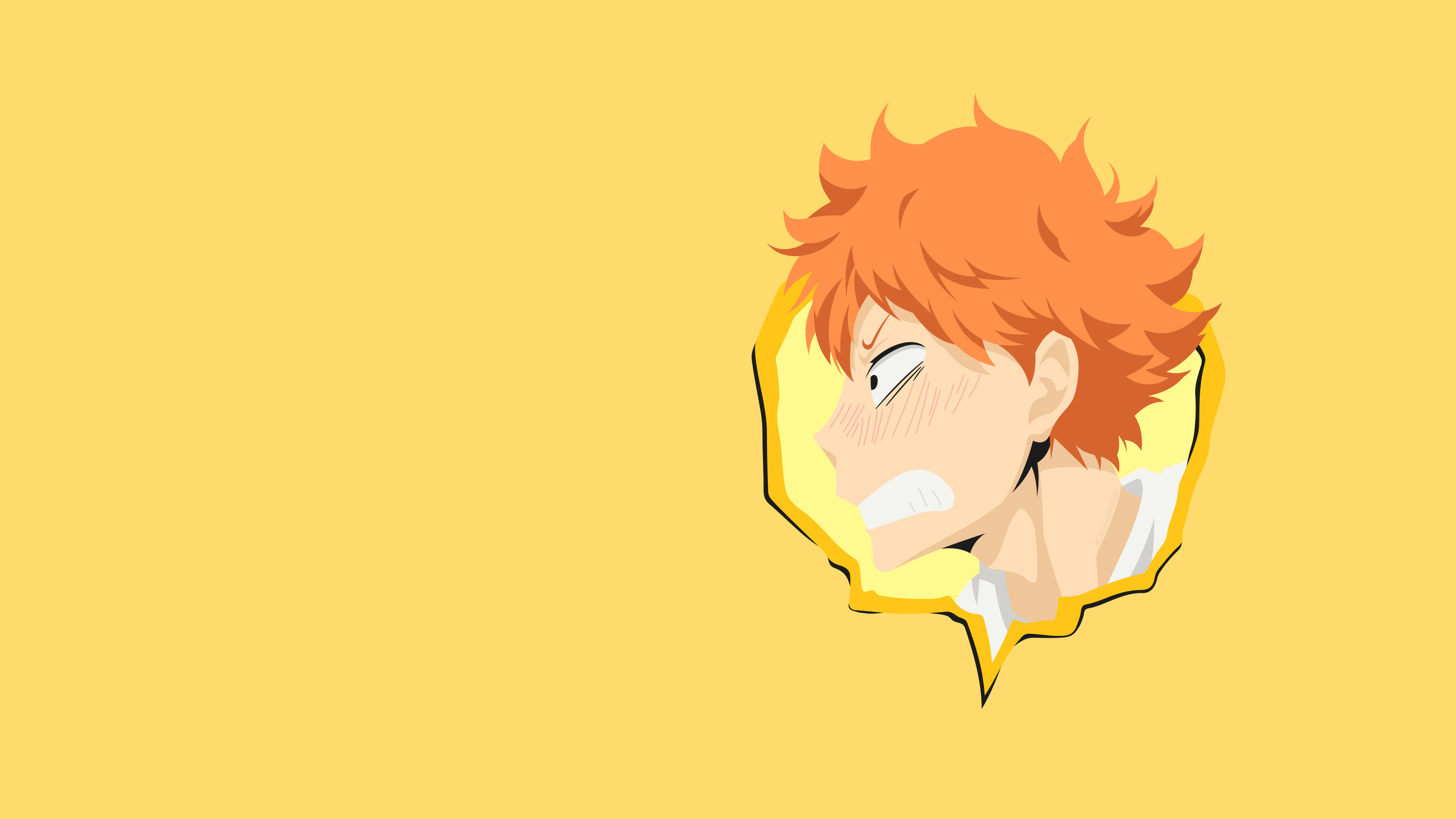 Shoyo Hinata, Orange spiky hair, Yellow background Shoyo Hinata, Orange spiky hair, Yellow background — 3840×2160 HD wallpaper