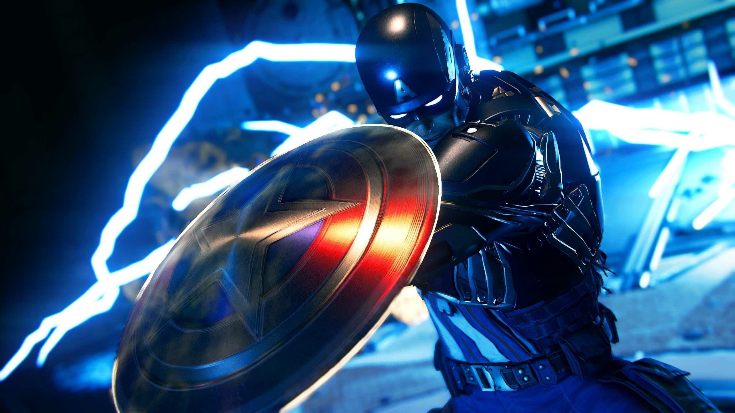 Captain America, Captain America shield, Blue lightning Captain America, Captain America shield, Blue lightning — 2560×1440 HD wallpaper