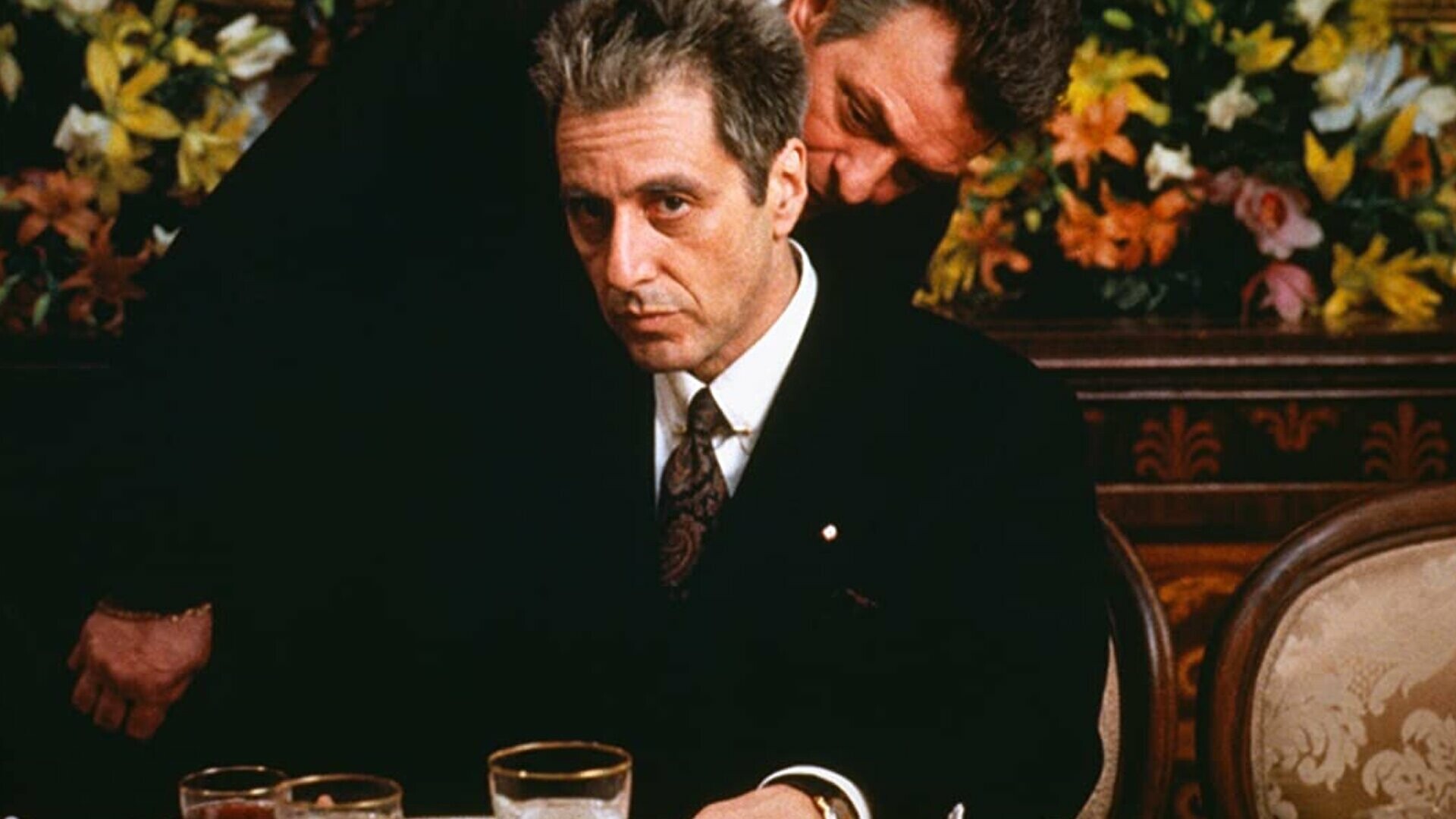 Michael Corleone Al Pacino, Floral arrangement backdrop — 1920×1080 HD wallpaper