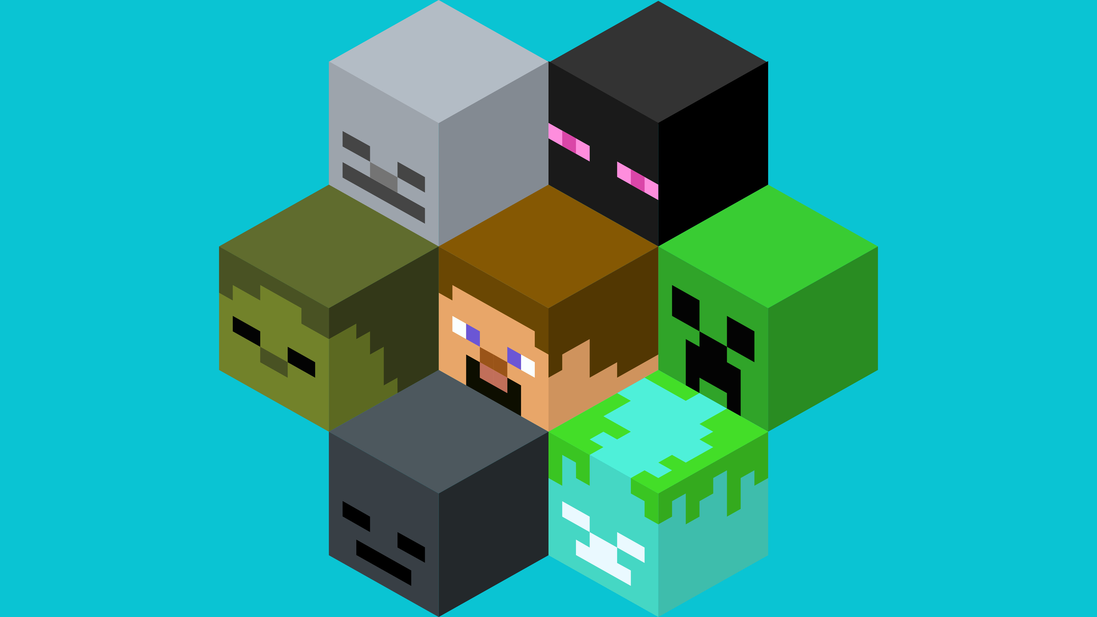 Creeper and Enderman, Mob head collage, Steve zombie skeleton Creeper and Enderman, Mob head collage, Steve zombie skeleton — 3840×2160 HD wallpaper