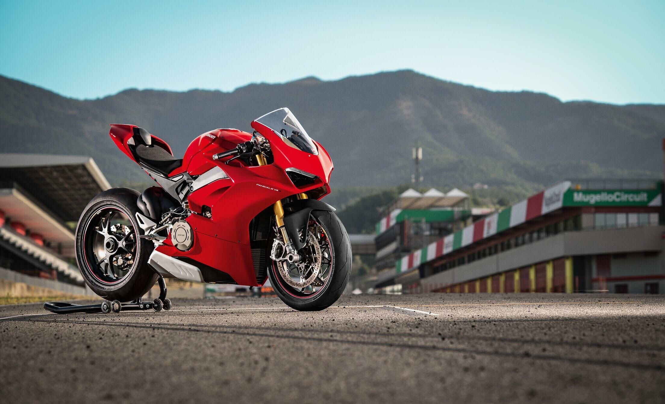 Ducati Panigale V4, Mugello Circuit, Mountain backdrop — 2208×1342 HD wallpaper
