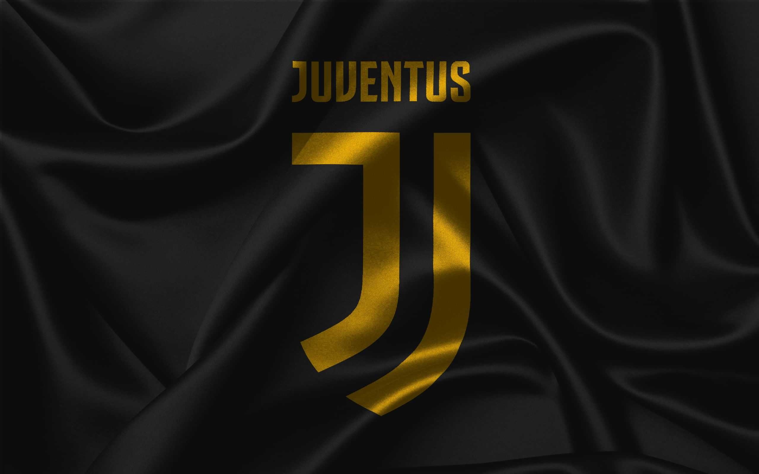 Juventus FC logo, Gold J emblem, Black silk fabric Juventus FC logo, Gold J emblem, Black silk fabric — 2560×1600 HD wallpaper