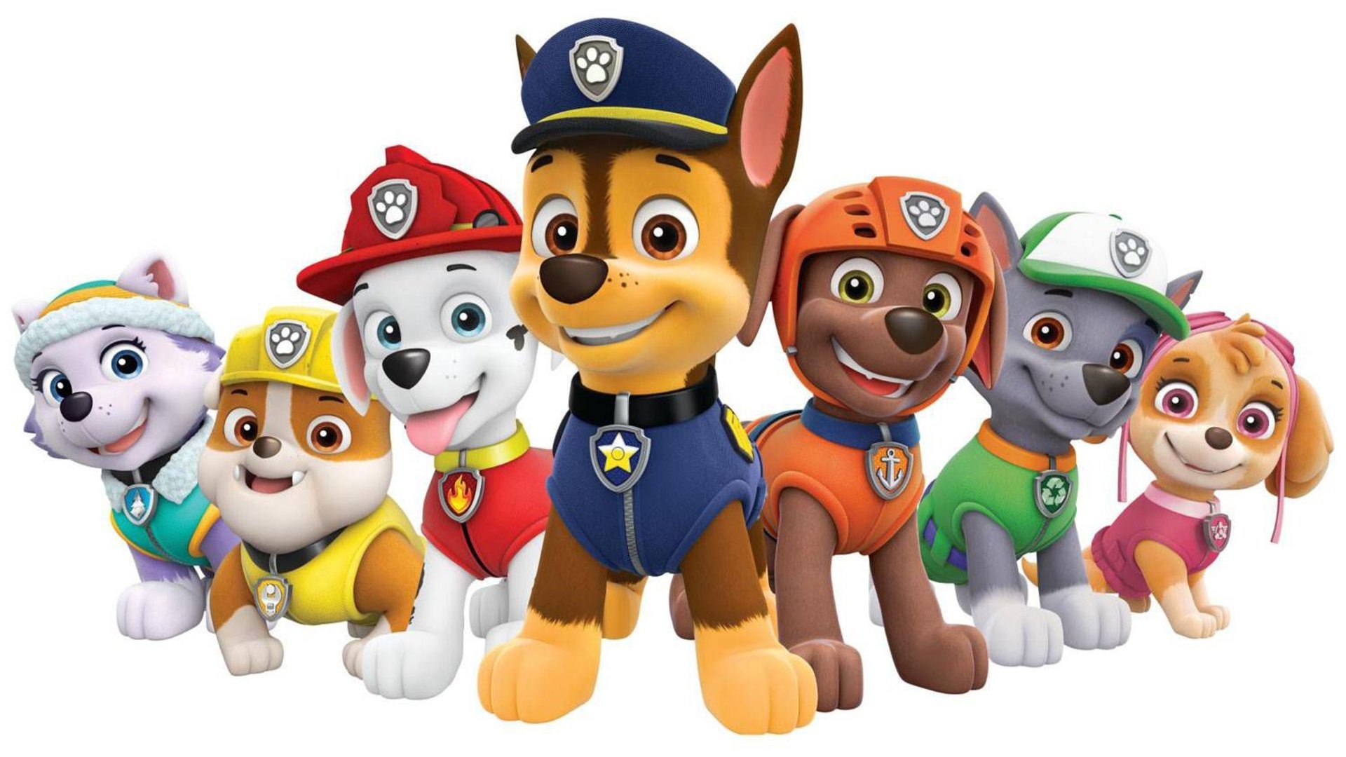 Chase police pup, Paw Patrol pups lineup, Marshall Everest Zuma, Rocky and Skye Chase police pup, Paw Patrol pups lineup, Marshall Everest Zuma, Rocky and Skye — 1920×1080 HD wallpaper
