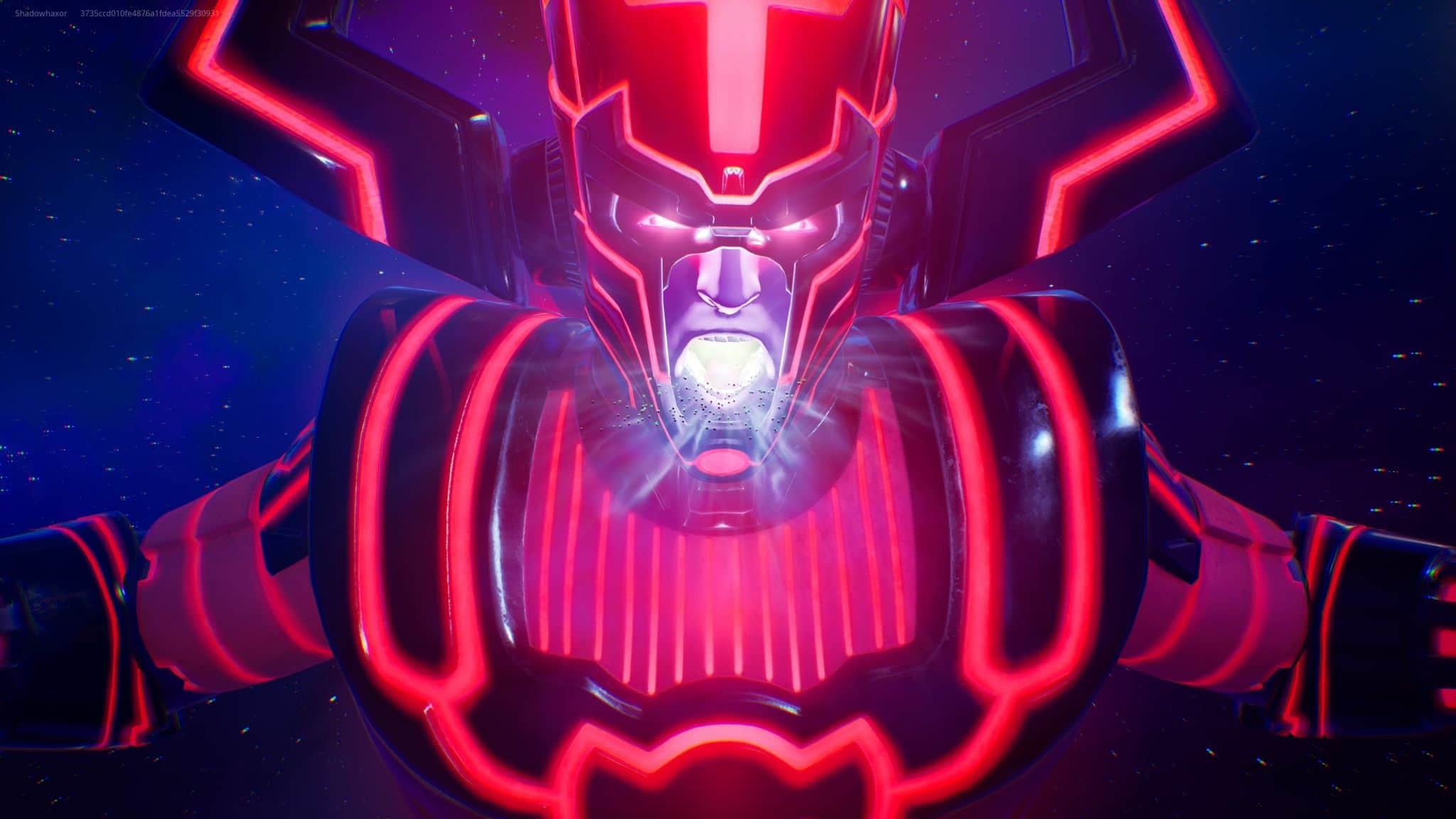 Galactus Fortnite event, Glowing red armor, Cosmic starfield Galactus Fortnite event, Glowing red armor, Cosmic starfield — 2048×1152 HD wallpaper