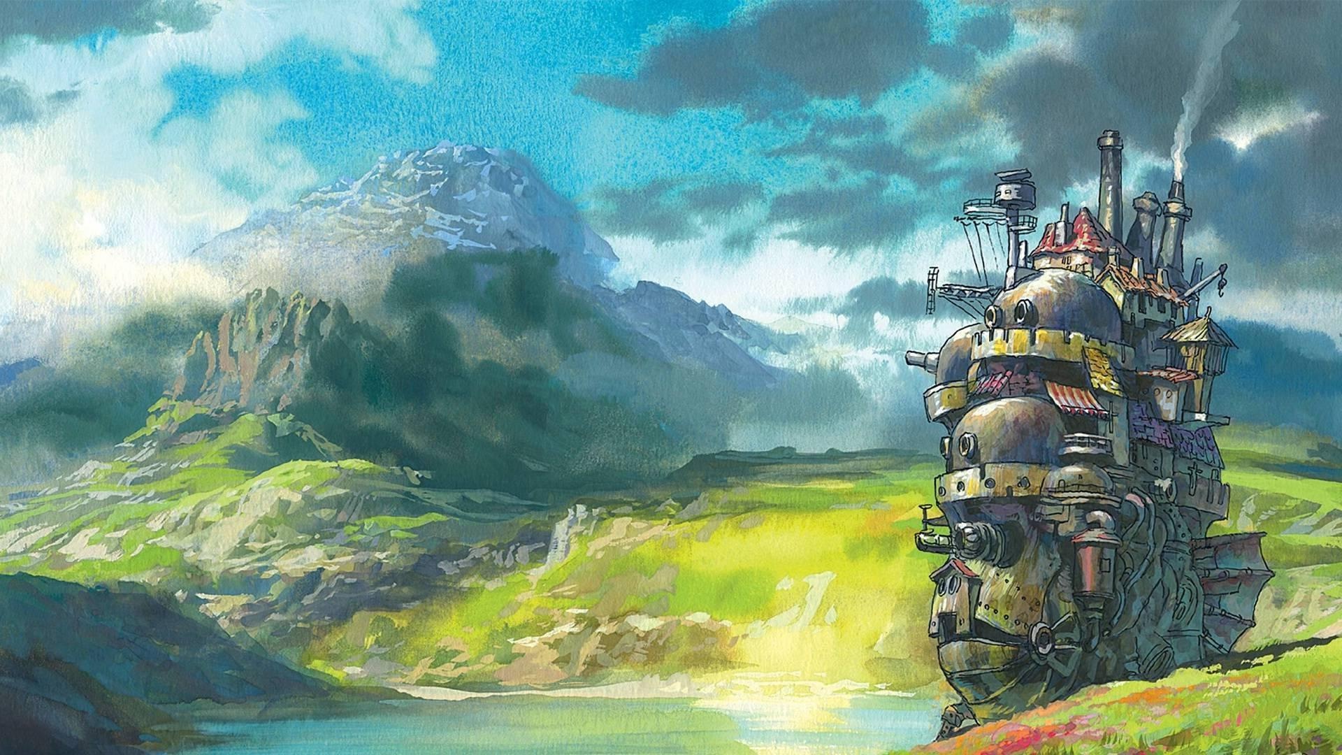 Howl's Moving Castle, Misty mountain lake, Green rolling meadow Howl's Moving Castle, Misty mountain lake, Green rolling meadow — 1920×1080 HD wallpaper