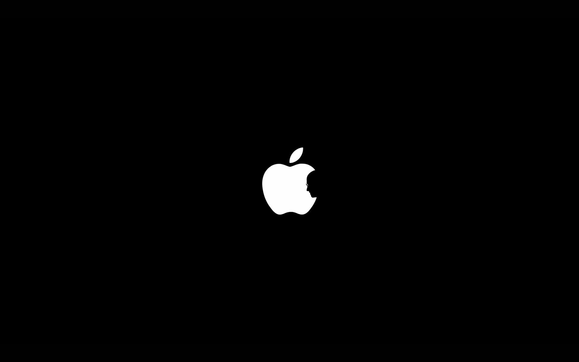 Steve Jobs silhouette Apple logo, White emblem, Black background Steve Jobs silhouette Apple logo, White emblem, Black background — 1920×1200 HD wallpaper