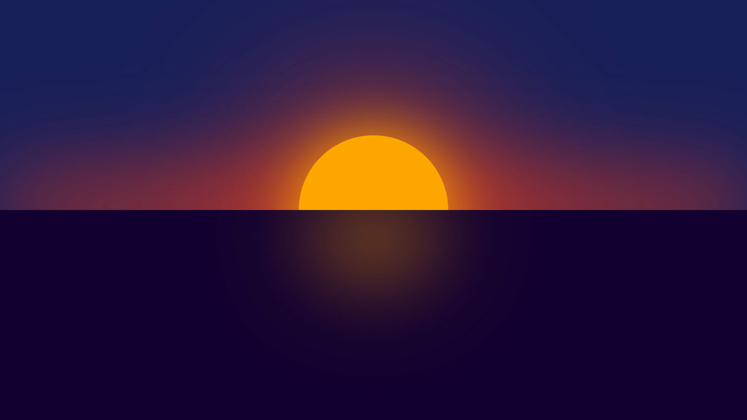 Minimalist digital sun, Gradient dusk horizon, Warm orange glow Minimalist digital sun, Gradient dusk horizon, Warm orange glow — 2560×1440 HD wallpaper