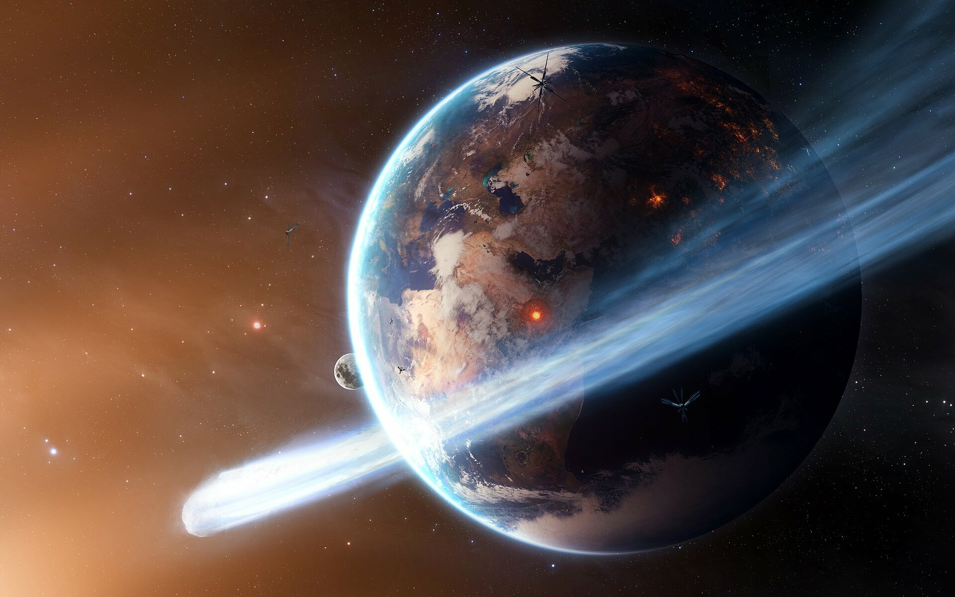 Earth, Meteors Wallpaper, HD Desktop Earth, Meteors Wallpaper, HD Desktop — 1920×1200 HD wallpaper