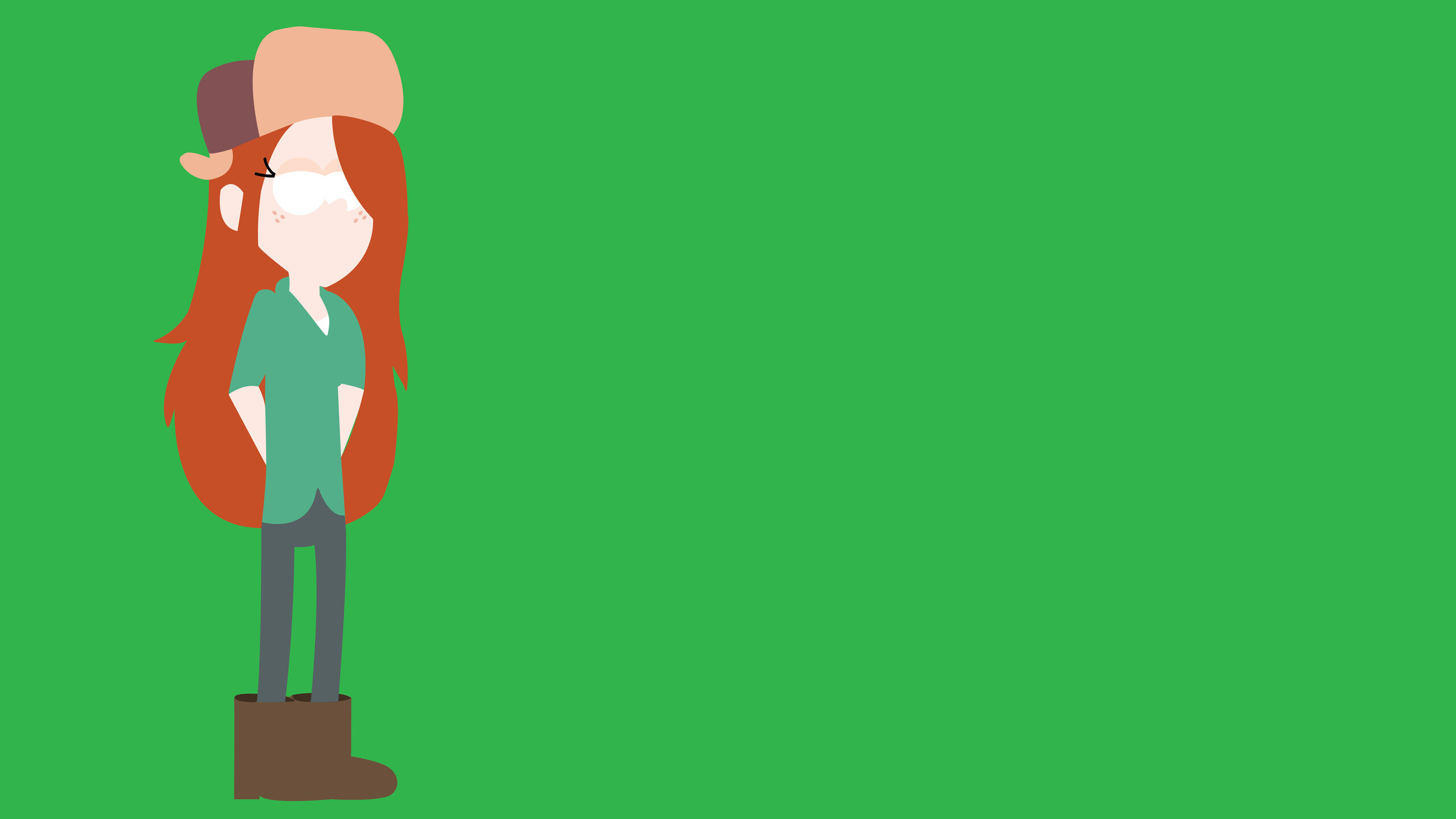 Wendy Corduroy, Minimalist flat vector, Green background Wendy Corduroy, Minimalist flat vector, Green background — 2560×1440 HD wallpaper