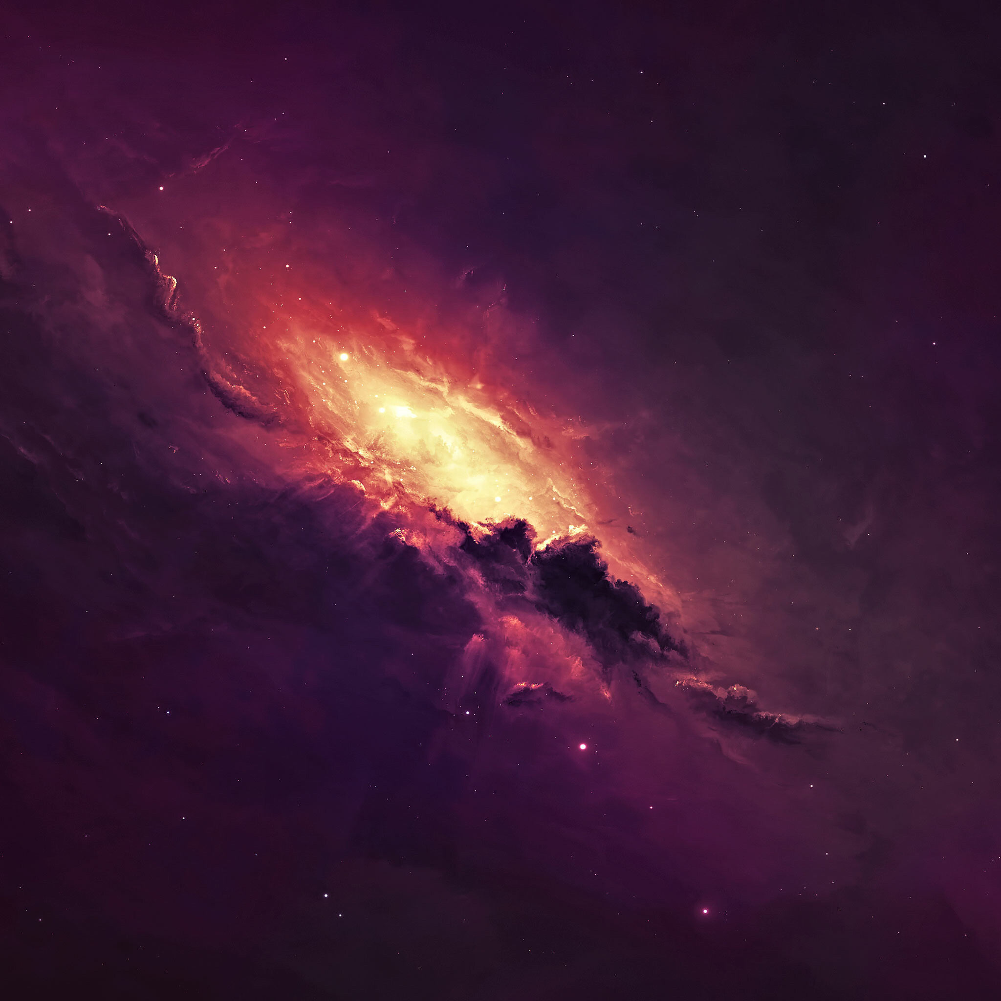 Purple nebula, Orange core, Dark space clouds Purple nebula, Orange core, Dark space clouds — 2048×2048 HD wallpaper