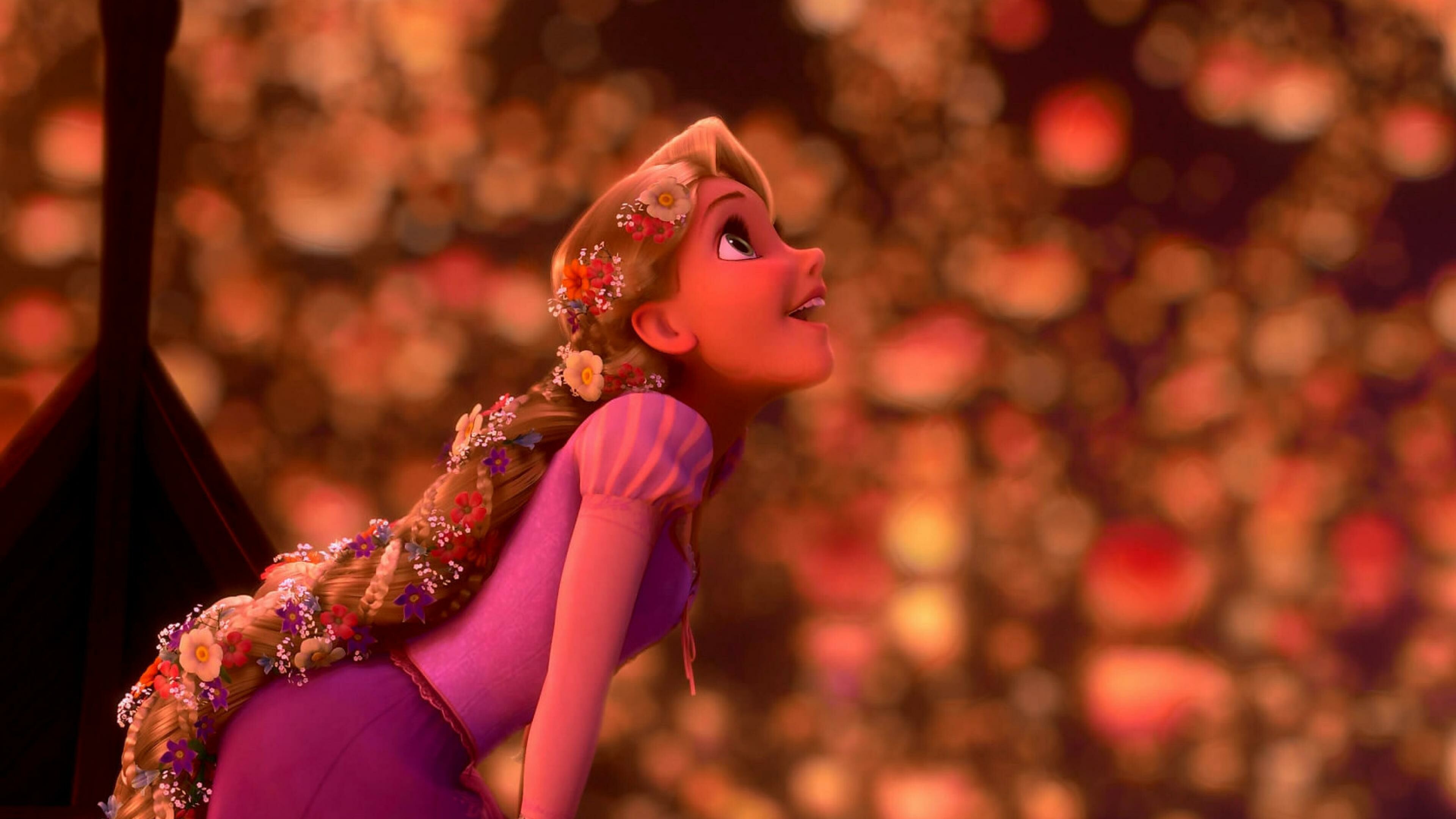 Rapunzel, Floating lanterns, Flower-braided hair Rapunzel, Floating lanterns, Flower-braided hair — 3840×2160 HD wallpaper