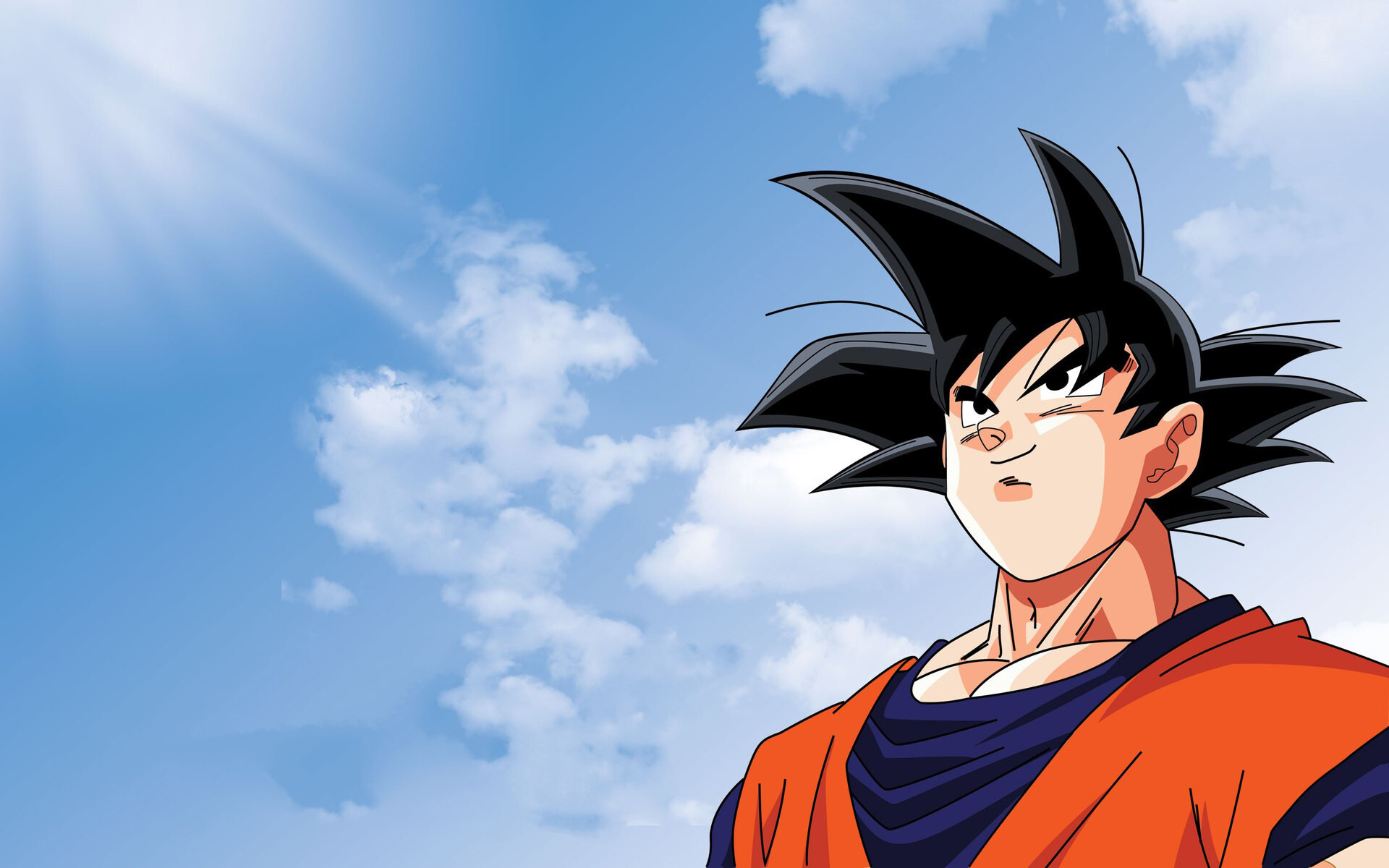 Goku base form, Orange gi, Blue sky clouds Goku base form, Orange gi, Blue sky clouds — 1920×1200 HD wallpaper