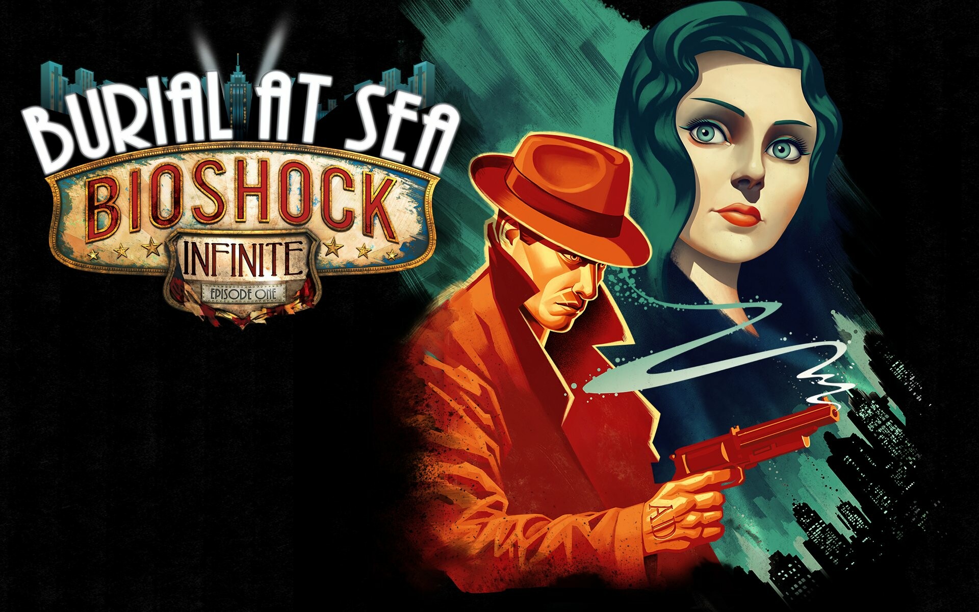 Burial at Sea, Booker DeWitt fedora, Elizabeth Comstock, Noir Rapture skyline Burial at Sea, Booker DeWitt fedora, Elizabeth Comstock, Noir Rapture skyline — 1920×1200 HD wallpaper