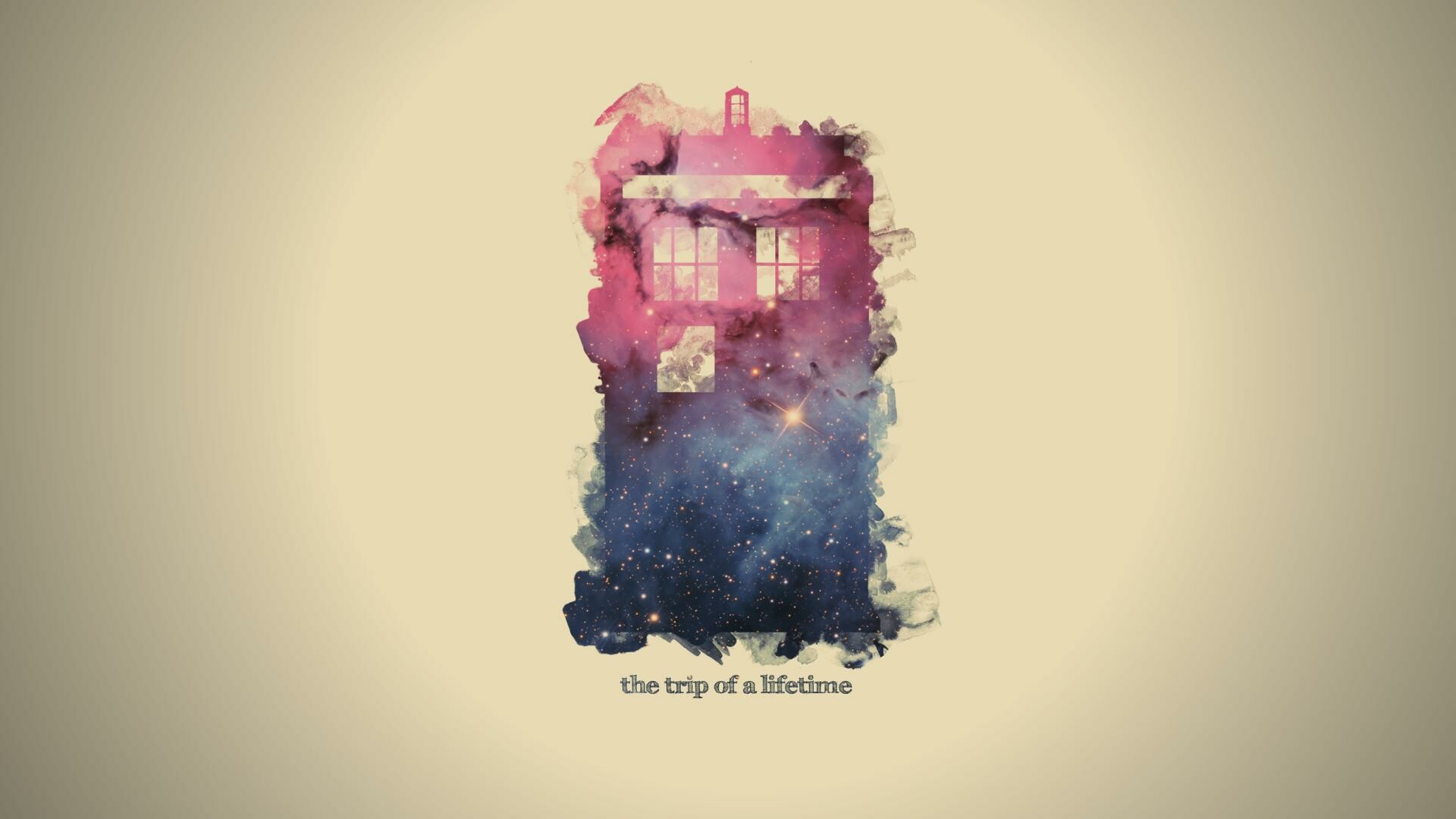 TARDIS watercolor silhouette, The trip of a lifetime, Galaxy nebula fill, Cream minimal backdrop TARDIS watercolor silhouette, The trip of a lifetime, Galaxy nebula fill, Cream minimal backdrop — 1920×1080 HD wallpaper