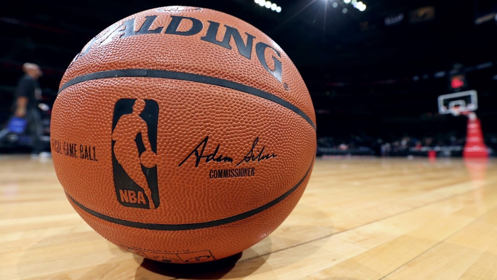 Spalding NBA game ball, Adam Silver signature, Hardwood court hoop Spalding NBA game ball, Adam Silver signature, Hardwood court hoop — 1920×1080 HD wallpaper