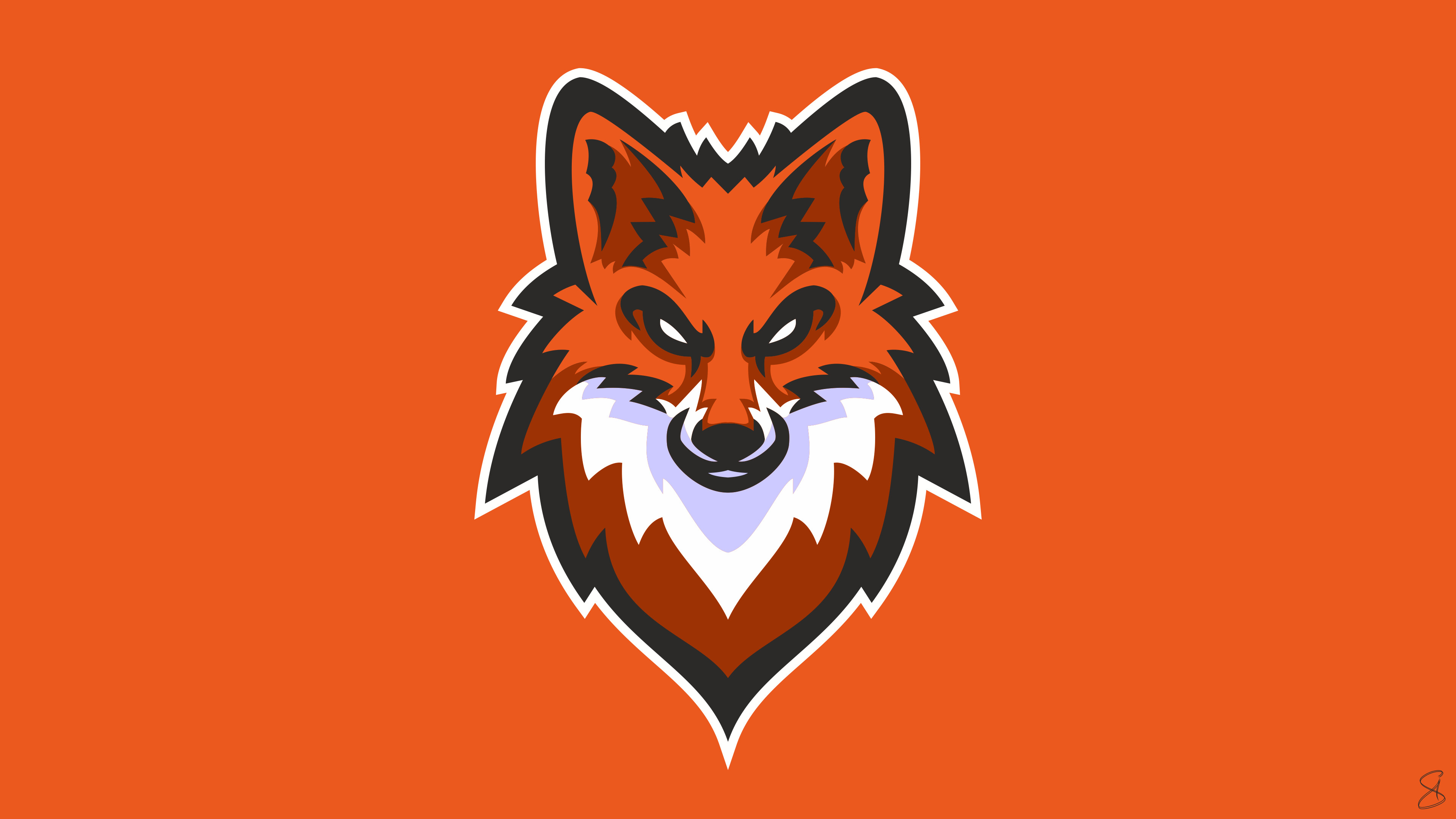 Fox mascot logo, Fierce fox head, Orange background Fox mascot logo, Fierce fox head, Orange background — 3840×2160 HD wallpaper