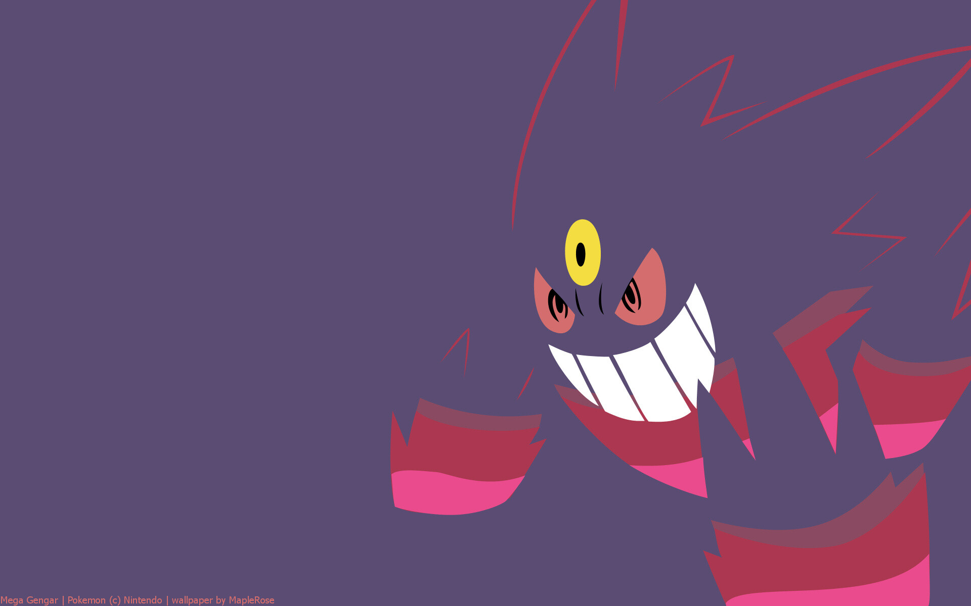 Mega Gengar, Minimalist flat design, Muted purple silhouette Mega Gengar, Minimalist flat design, Muted purple silhouette — 1920×1200 HD wallpaper