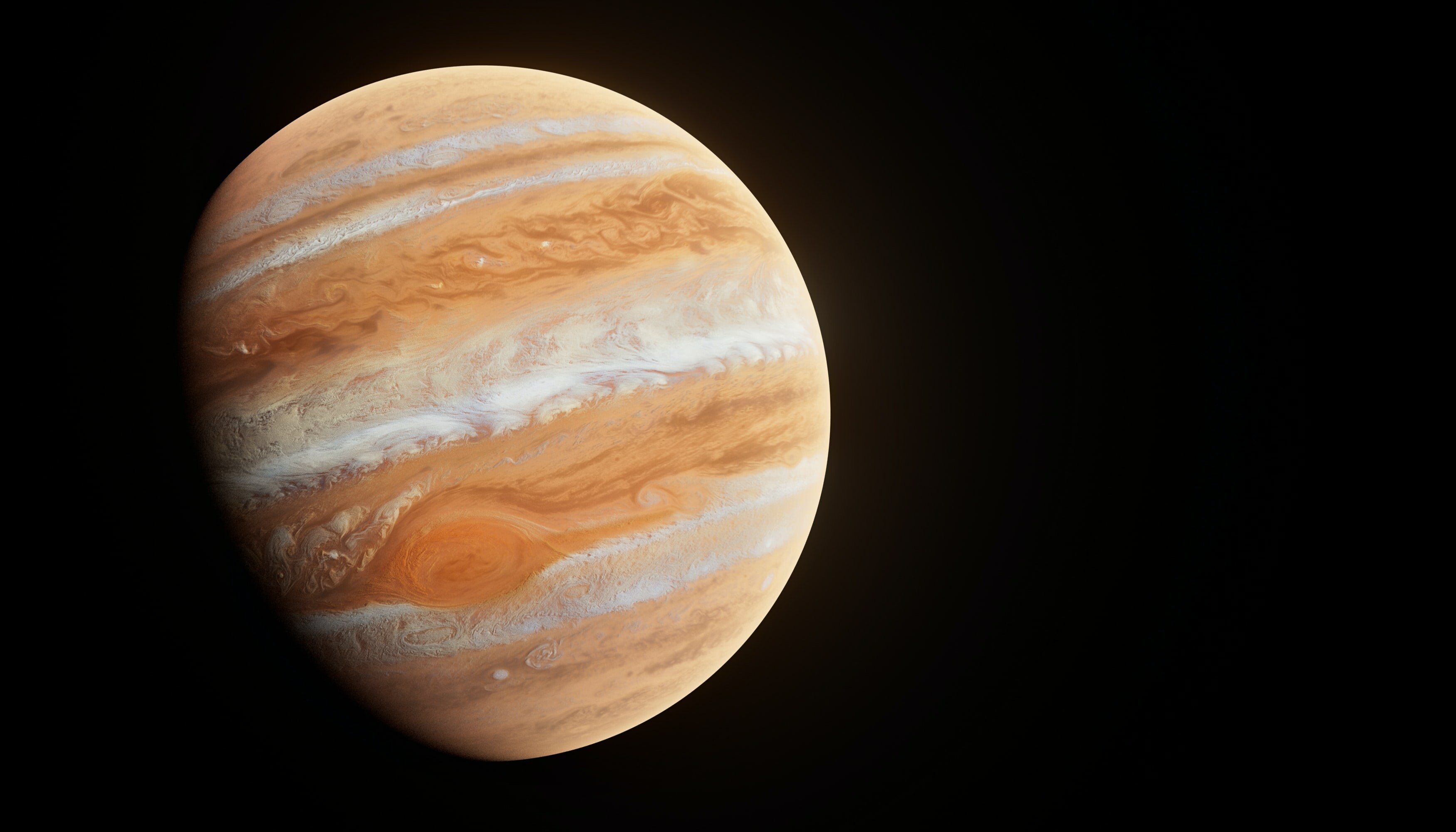 Jupiter planet, Great Red Spot, Black space void — 3500×2000 HD wallpaper