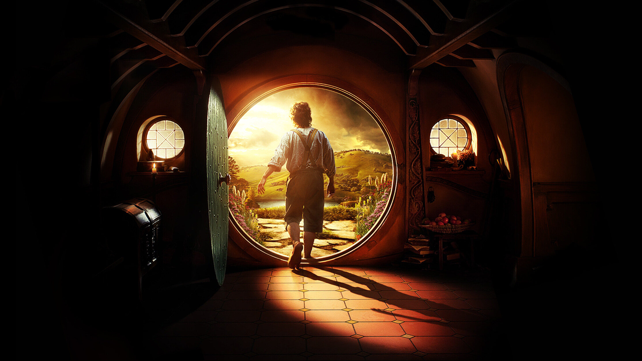 Bilbo Baggins, Round hobbit hole door, Bag End interior Bilbo Baggins, Round hobbit hole door, Bag End interior — 2227×1253 HD wallpaper