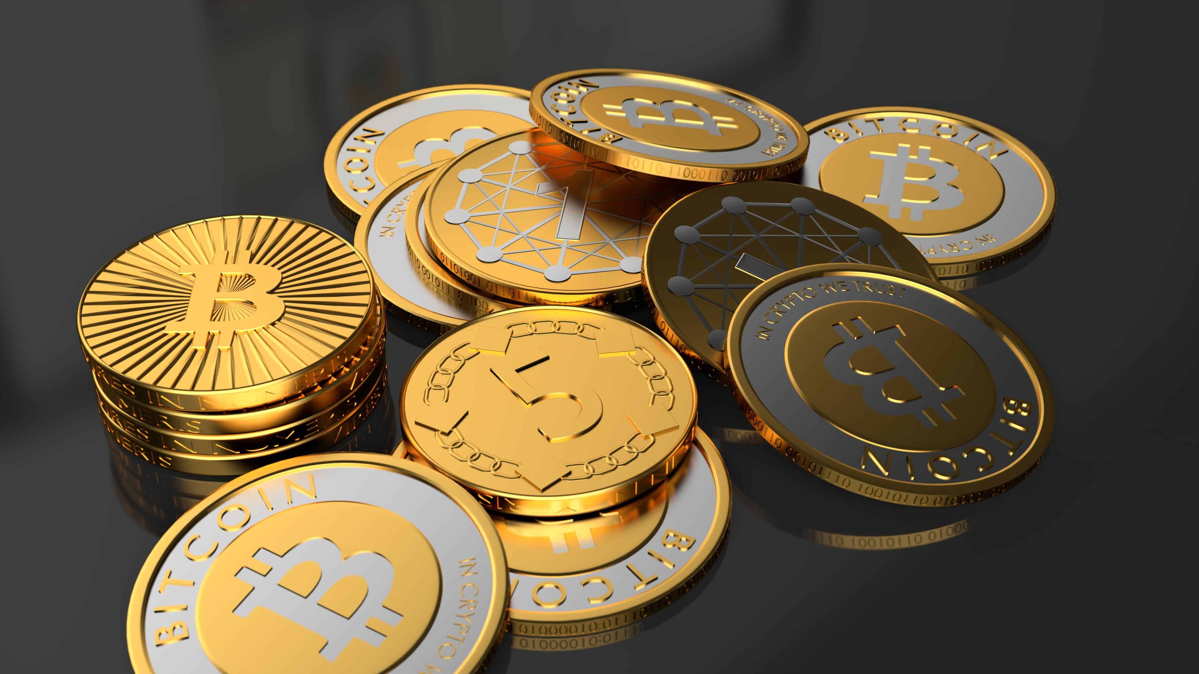 Golden Bitcoin coins pile, Bitcoin B logo, Stacked cryptocurrency tokens Golden Bitcoin coins pile, Bitcoin B logo, Stacked cryptocurrency tokens — 3840×2160 HD wallpaper