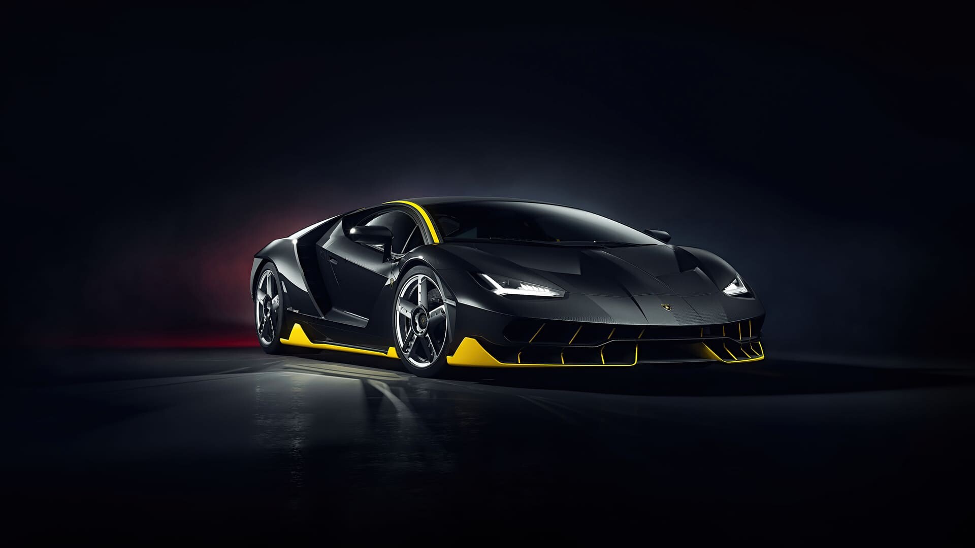 Matte grey Centenario, Yellow skirt accents, Dark studio front view Matte grey Centenario, Yellow skirt accents, Dark studio front view — 1920×1080 HD wallpaper