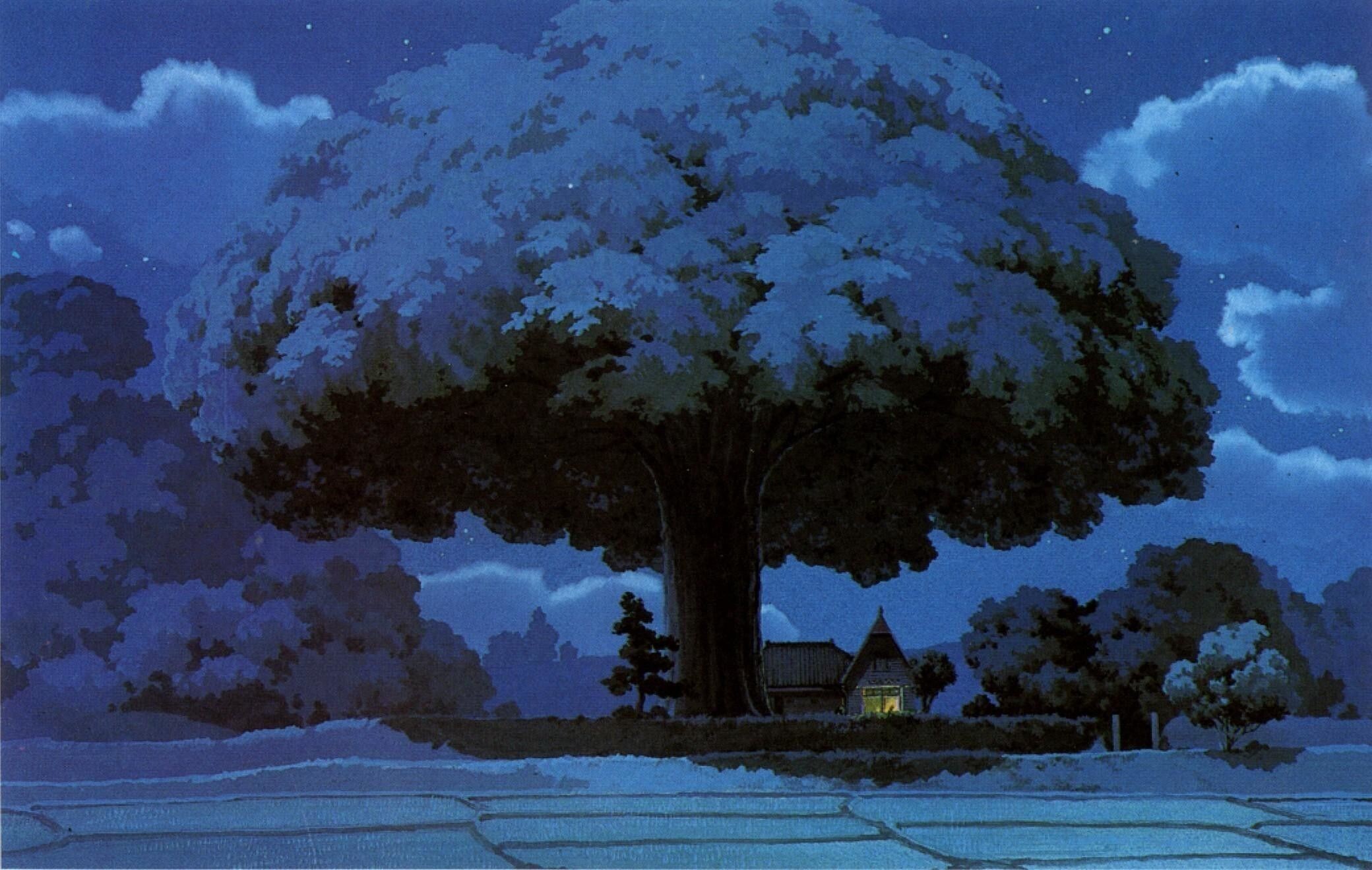 My Neighbor Totoro (1988), Hayao Miyazaki, Giant camphor tree, Moonlit night My Neighbor Totoro (1988), Hayao Miyazaki, Giant camphor tree, Moonlit night — 2080×1319 HD wallpaper