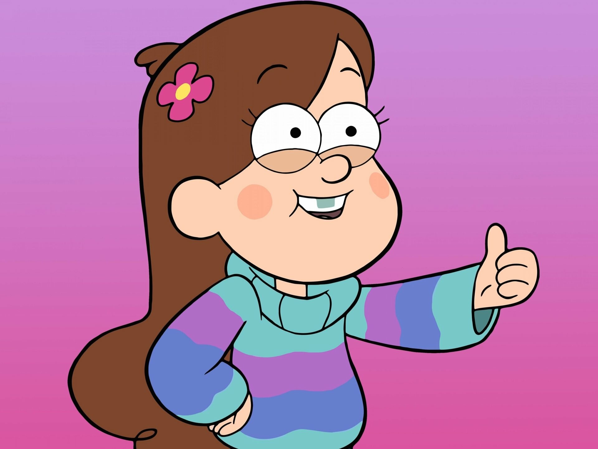 Mabel Pines, Striped sweater thumbs up, Pink purple gradient Mabel Pines, Striped sweater thumbs up, Pink purple gradient — 1920×1440 HD wallpaper