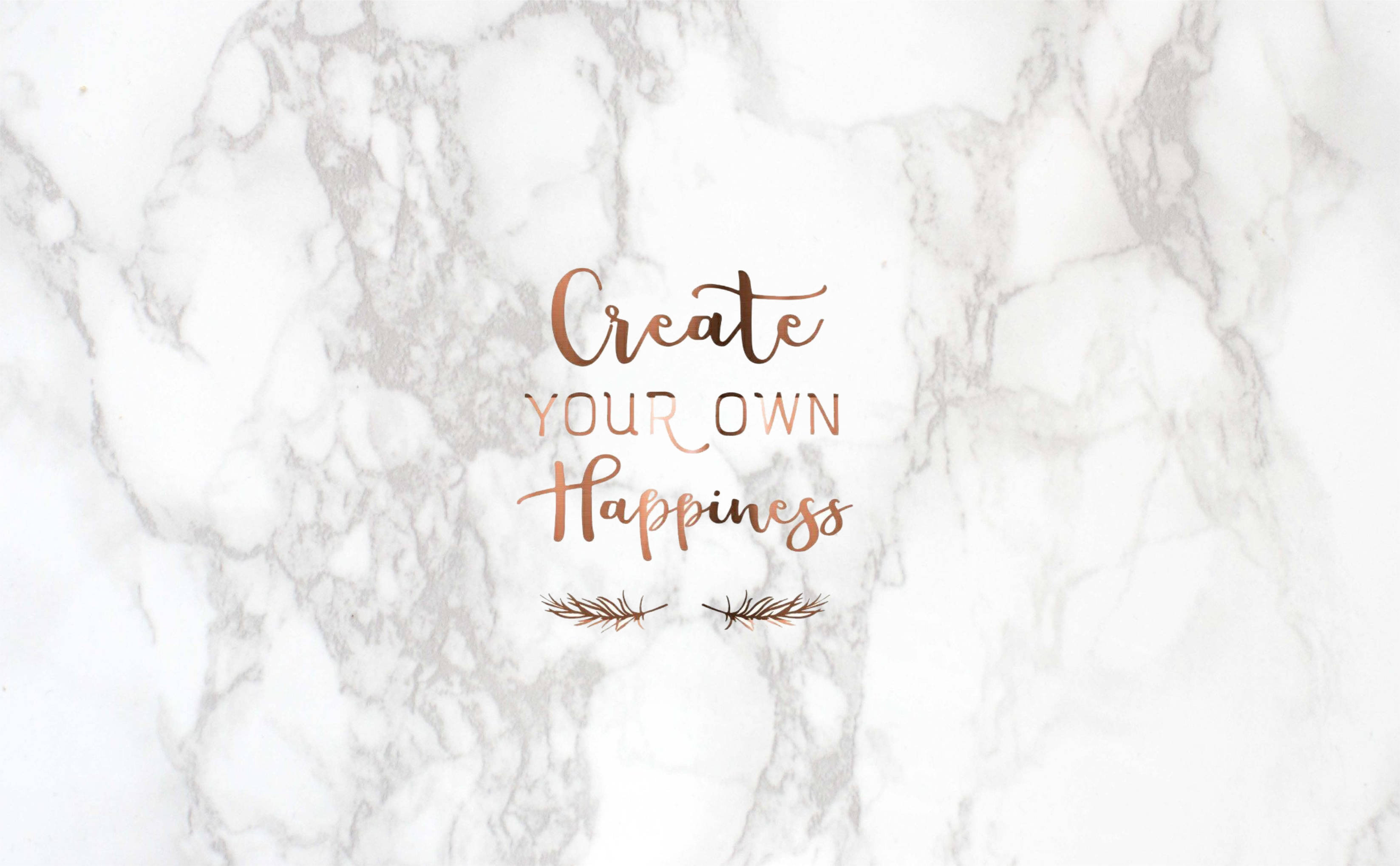 Create Your Own Happiness, White marble texture, Rose gold script Create Your Own Happiness, White marble texture, Rose gold script — 3300×2040 HD wallpaper