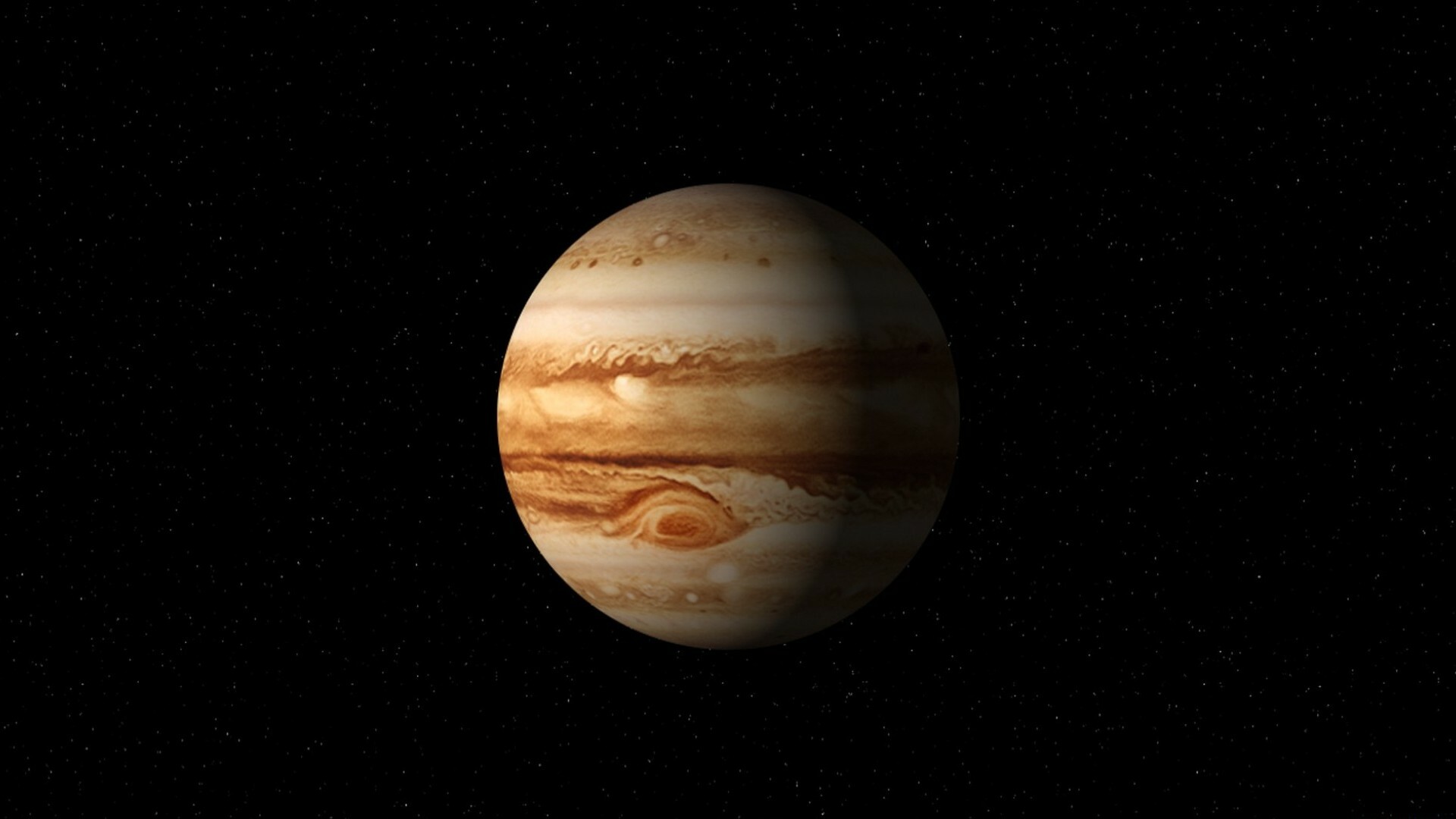 Jupiter planet, Great Red Spot, Starry black space — 1920×1080 HD wallpaper