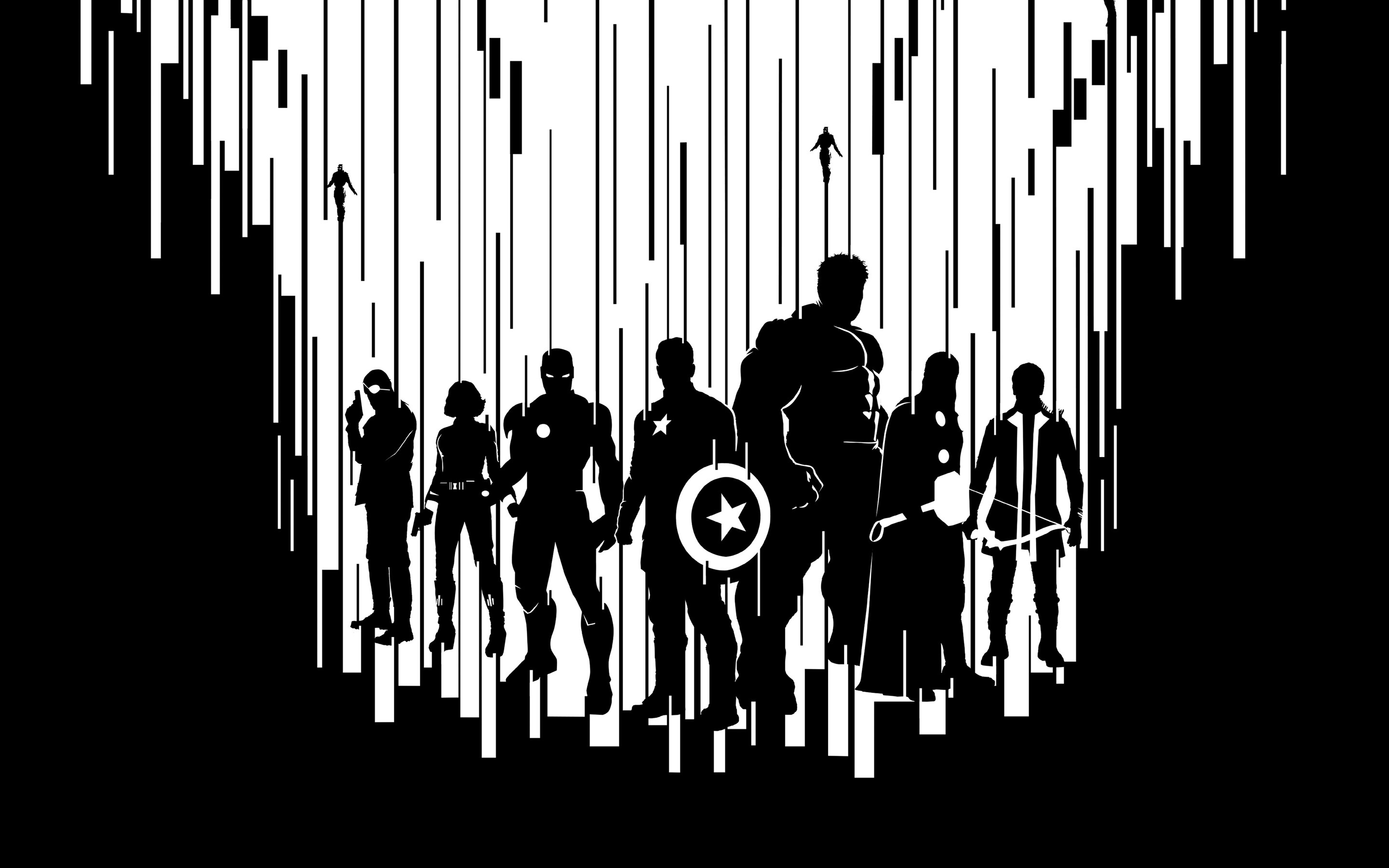 Avengers team silhouette, Captain America shield, Hulk Avengers team silhouette, Captain America shield, Hulk — 2880×1800 HD wallpaper