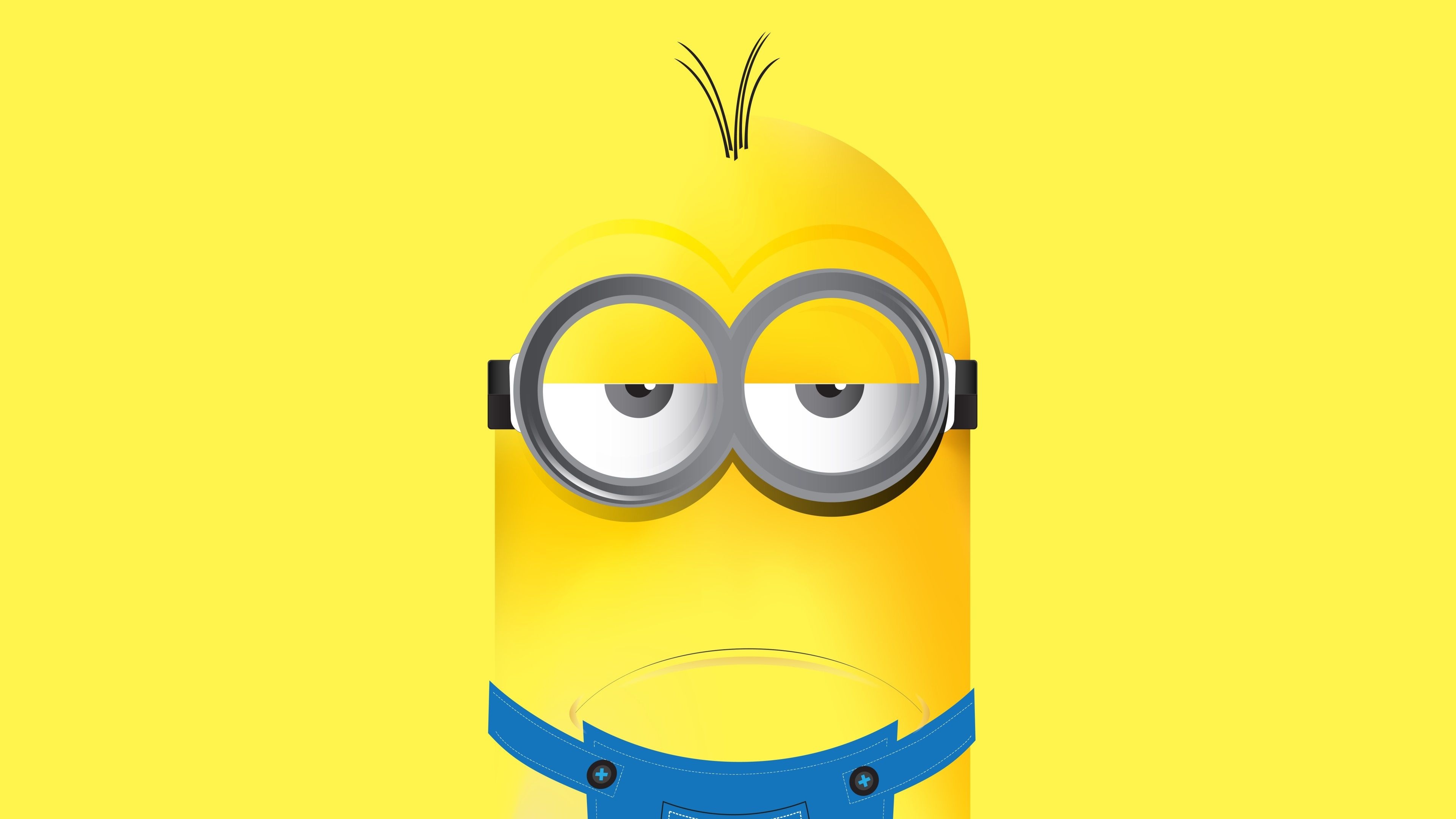Minion flat illustration, Sleepy two-eyed Minion, Flat yellow background Minion flat illustration, Sleepy two-eyed Minion, Flat yellow background — 3840×2160 HD wallpaper