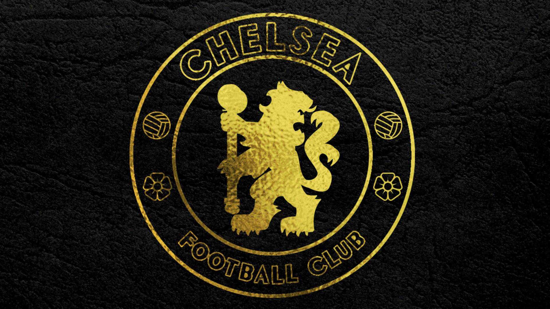 Chelsea FC gold crest, Black leather texture, Gold foil emblem Chelsea FC gold crest, Black leather texture, Gold foil emblem — 1920×1080 HD wallpaper