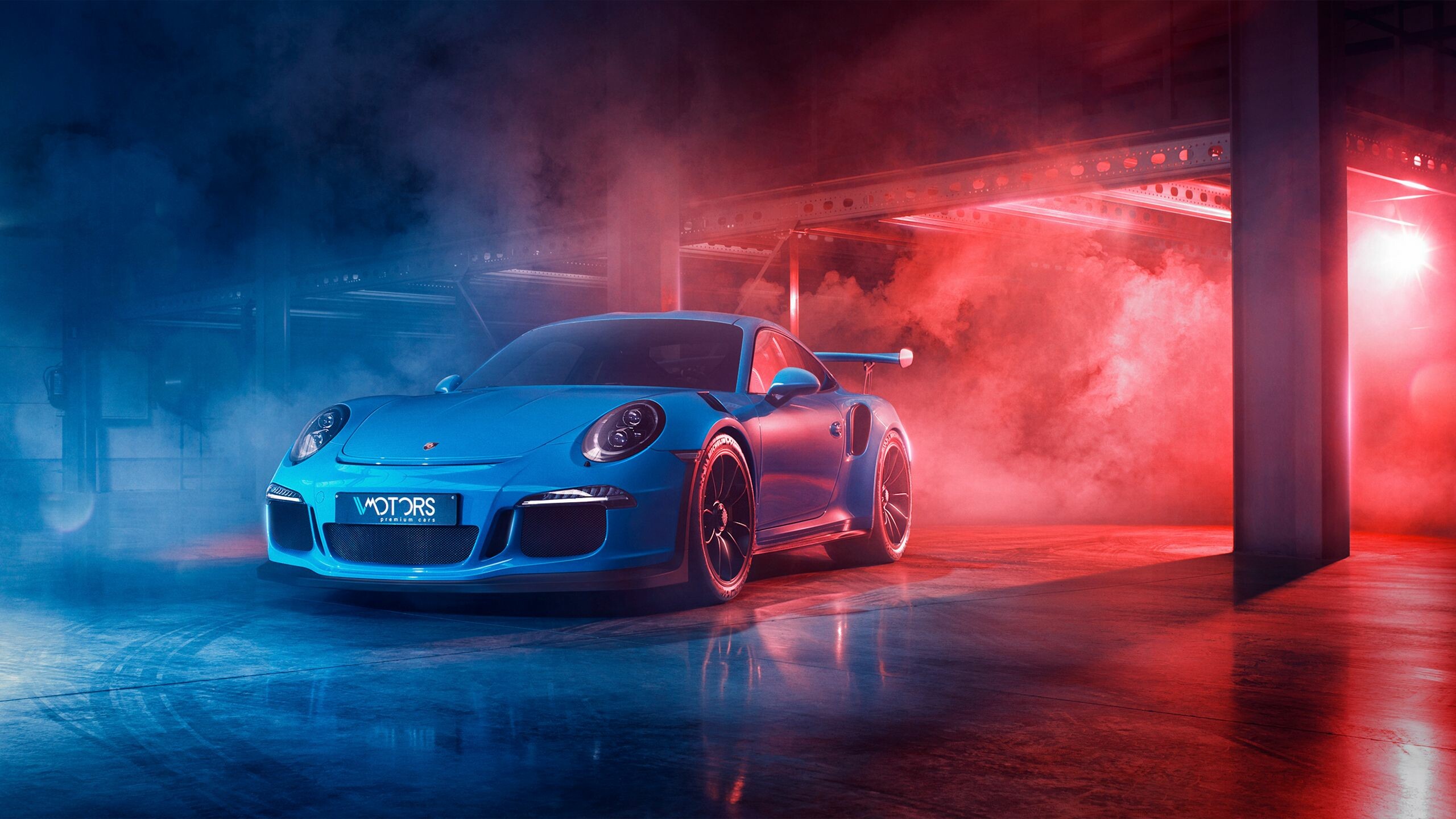 Porsche 911 GT3 RS, Miami blue paint, Smoky garage Porsche 911 GT3 RS, Miami blue paint, Smoky garage — 2560×1440 HD wallpaper