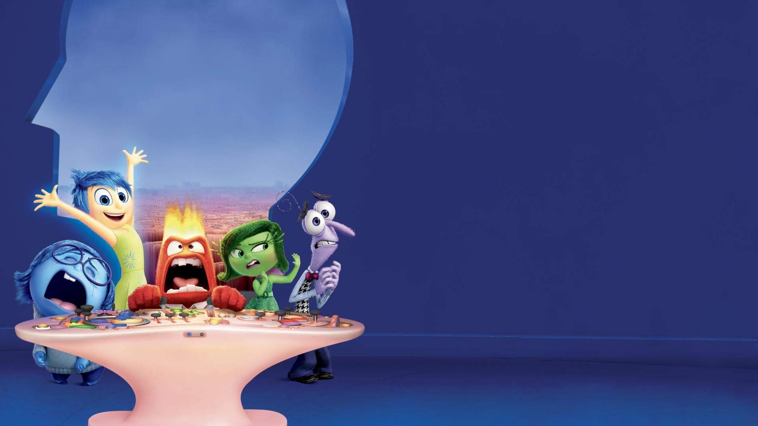 Inside Out emotions, Headquarters console, Blue head silhouette Inside Out emotions, Headquarters console, Blue head silhouette — 2560×1440 HD wallpaper