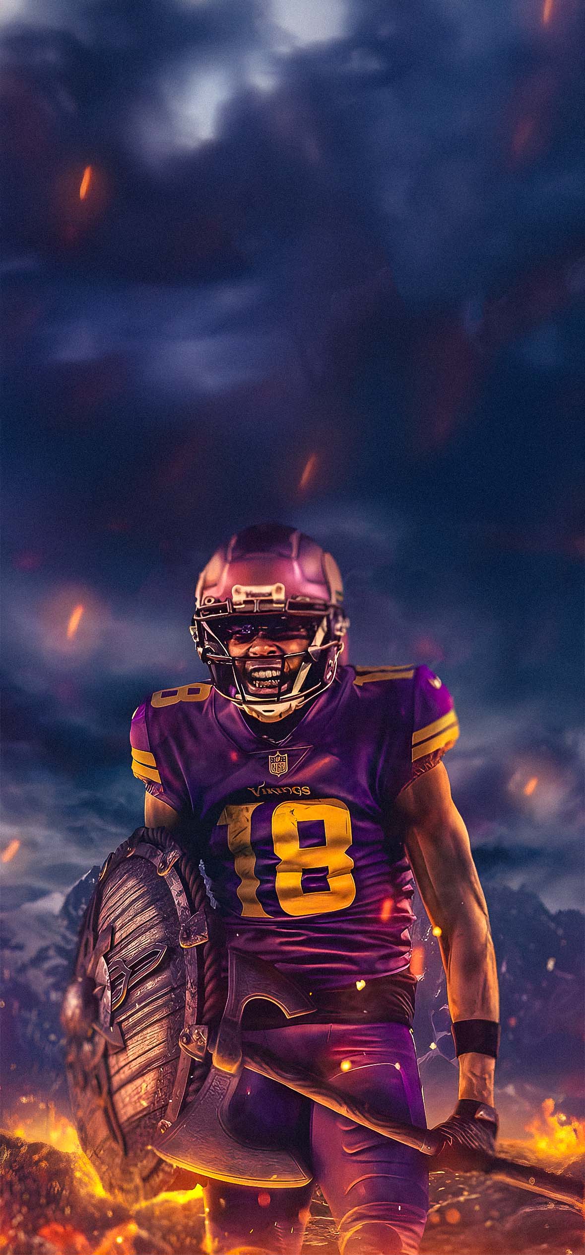 Minnesota Vikings Justin Jefferson Viking Warrior Edited Wallpapers 4k iPhone Minnesota Vikings Justin Jefferson Viking Warrior Edited Wallpapers 4k iPhone — 1179×2526 HD wallpaper