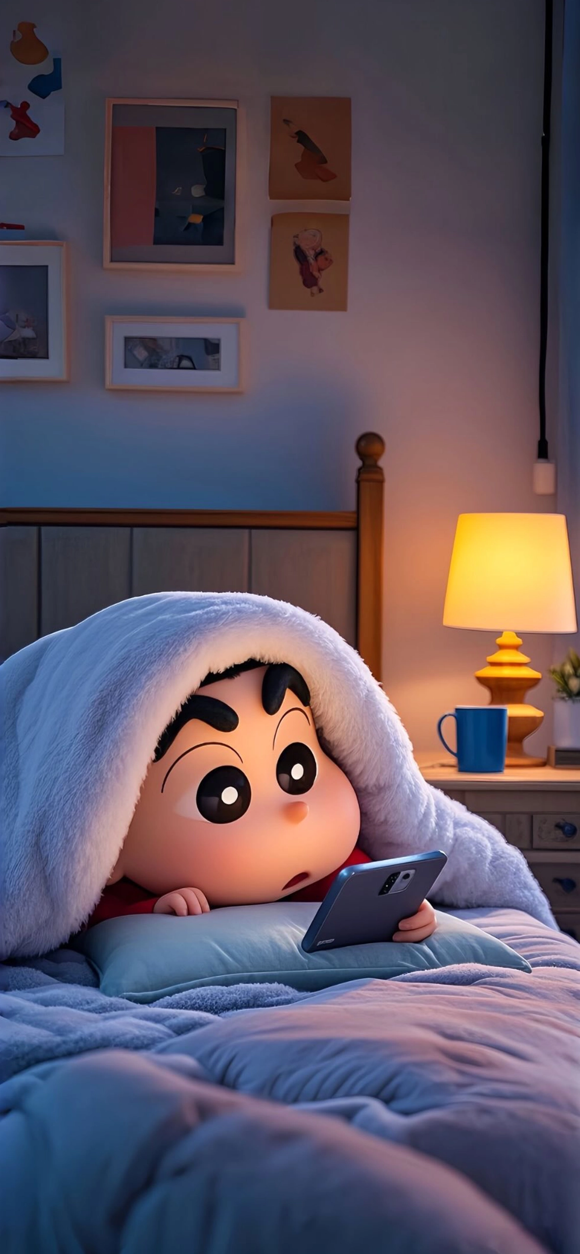 Cozy Midnight Reading – Crayon Shin-chan 3D Spatial Wallpaper Cozy Midnight Reading – Crayon Shin-chan 3D Spatial Wallpaper — 1184×2560 HD wallpaper