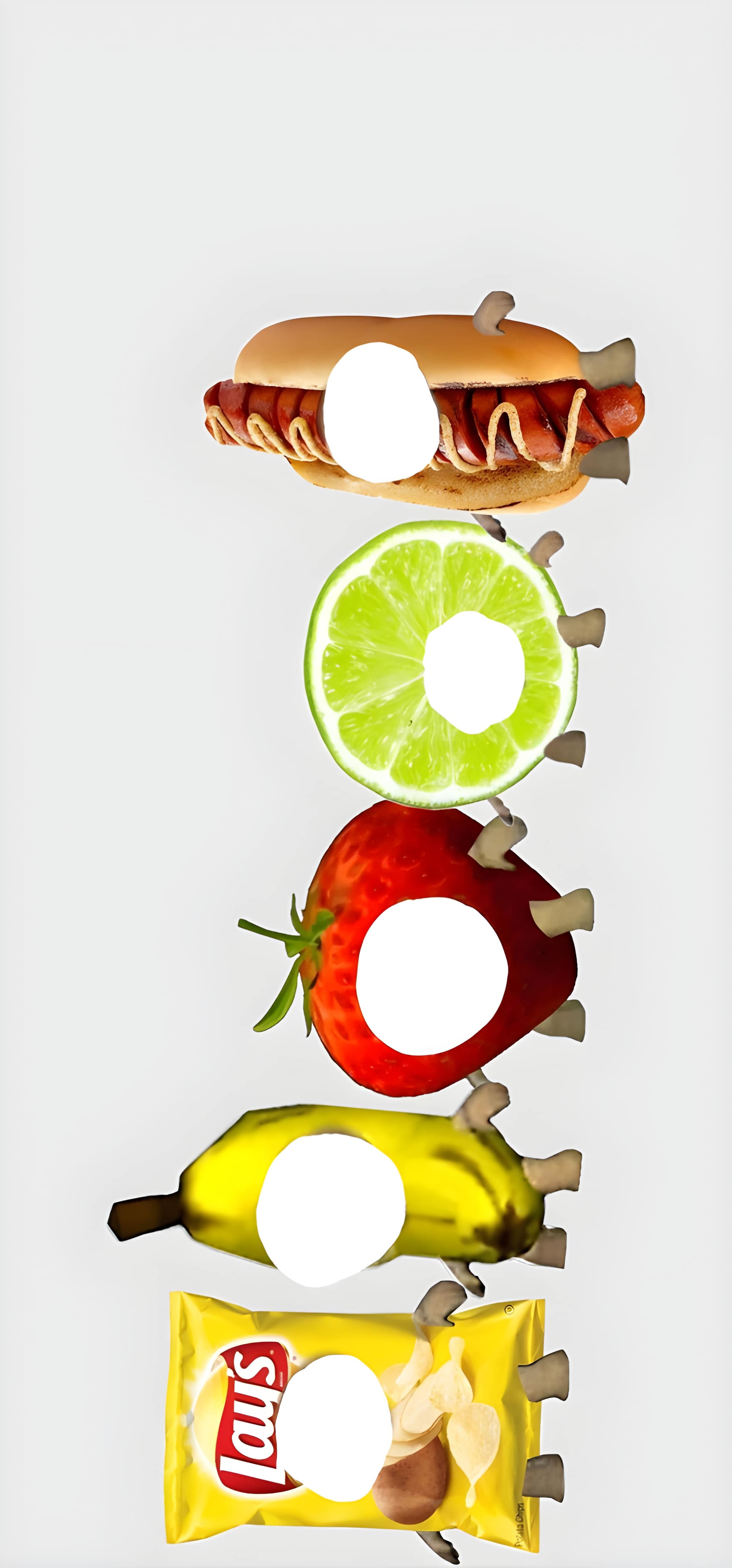 Stacked Food Face Cutouts 4K Wallpaper Stacked Food Face Cutouts 4K Wallpaper — 2048×4388 HD wallpaper
