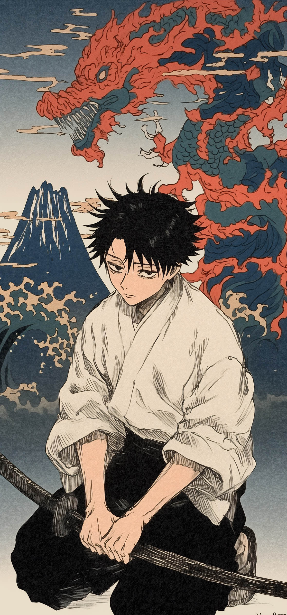Megumi Fushiguro Samurai Aesthetic 4K Wallpaper Megumi Fushiguro Samurai Aesthetic 4K Wallpaper — 1179×2526 HD wallpaper