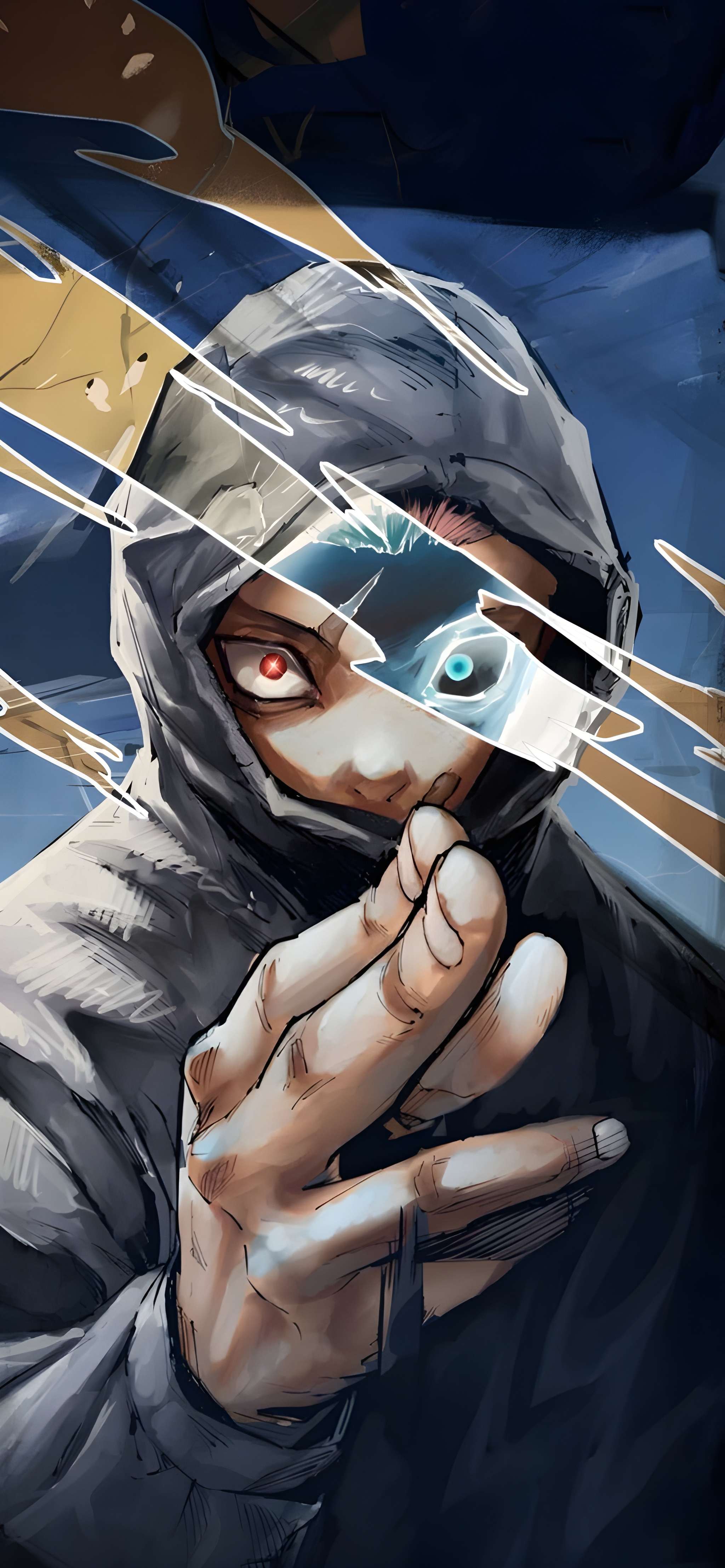 Yuji Itadori Lightning Heterochromia 4K Wallpaper — 2048×4428 HD wallpaper