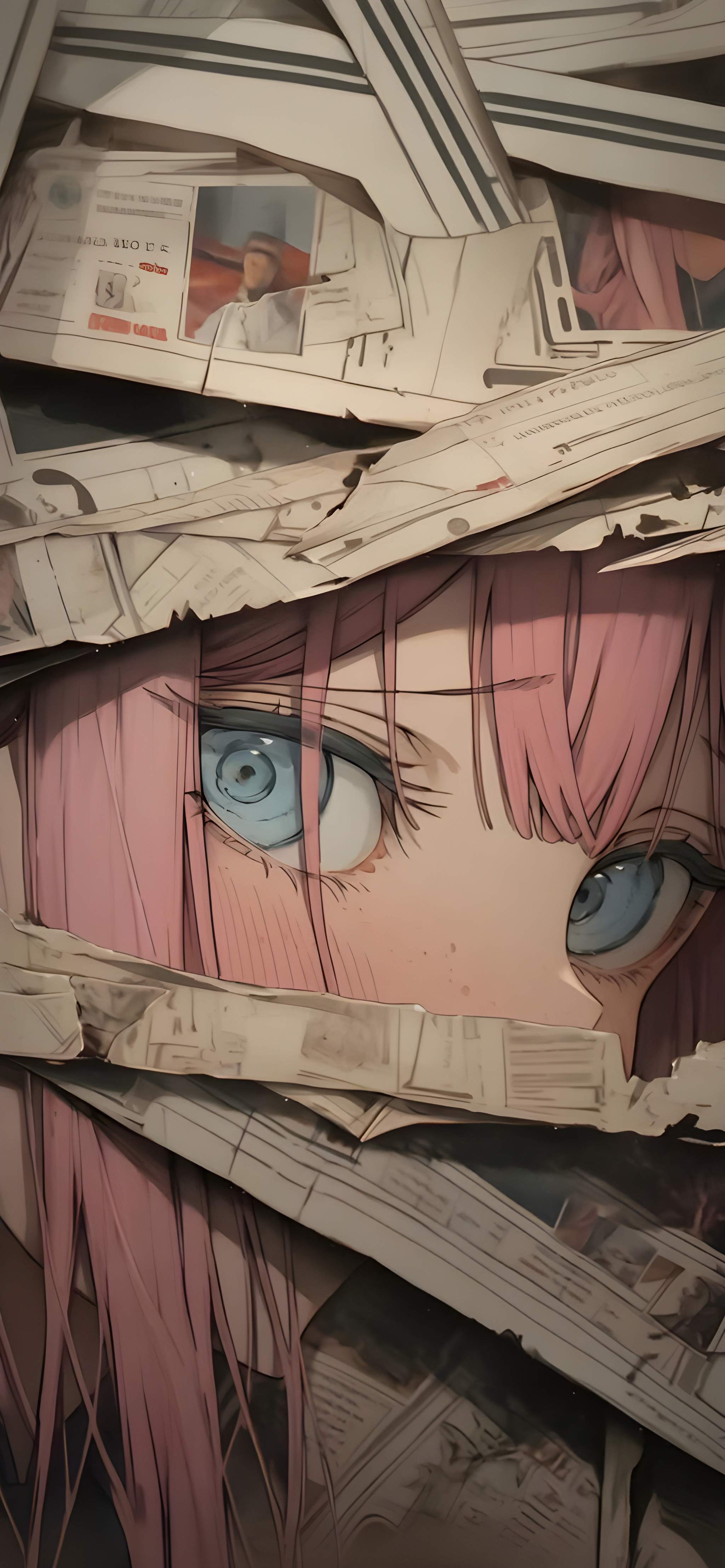Newspaper Collage Anime Girl 4K Newspaper Collage Anime Girl 4K — 2048×4428 HD wallpaper