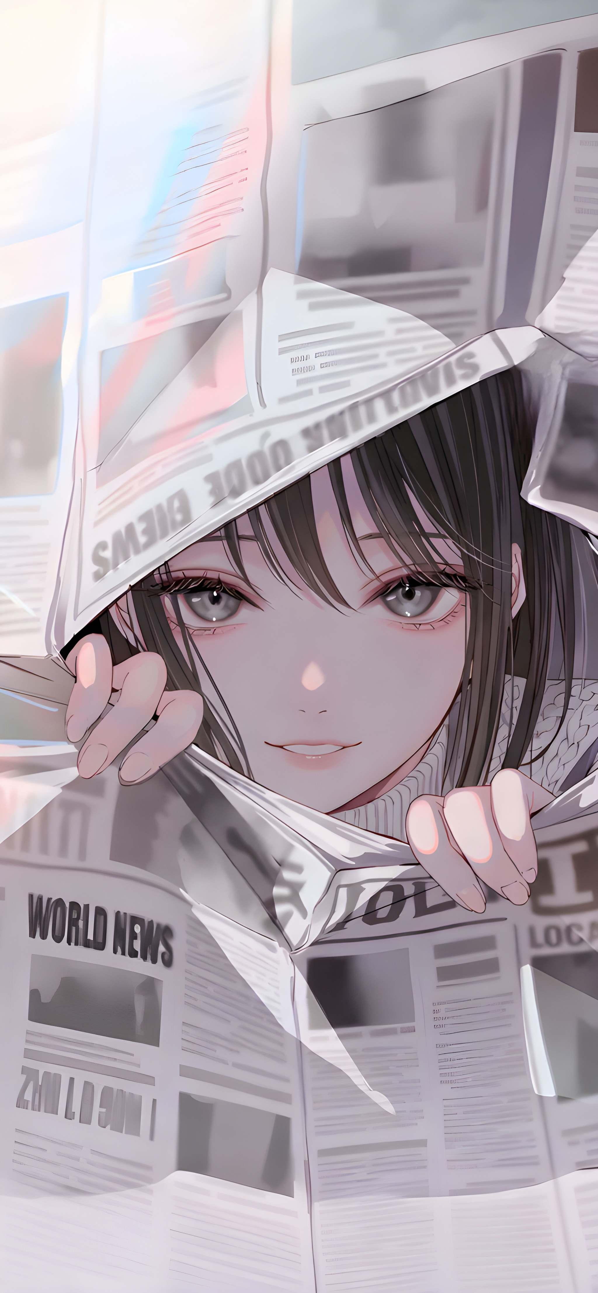 Anime Girl Newspaper 4K Wallpaper Anime Girl Newspaper 4K Wallpaper — 2048×4428 HD wallpaper